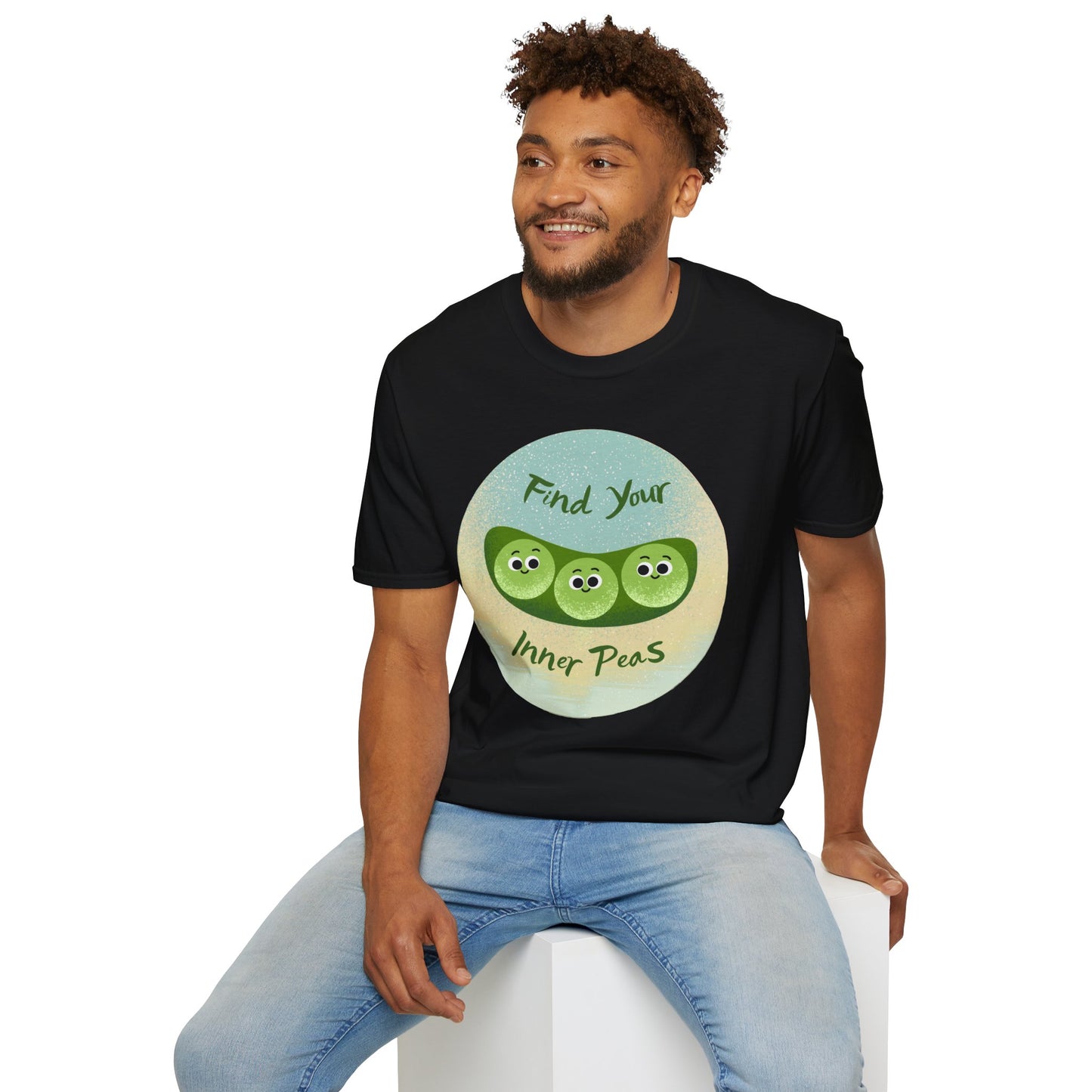 Find Your Inner Peas Unisex Softstyle T-Shirt, Fun Tee, Gift for Veggie Lovers, Cute Casual Wear, Plant-Based Humor Shirt