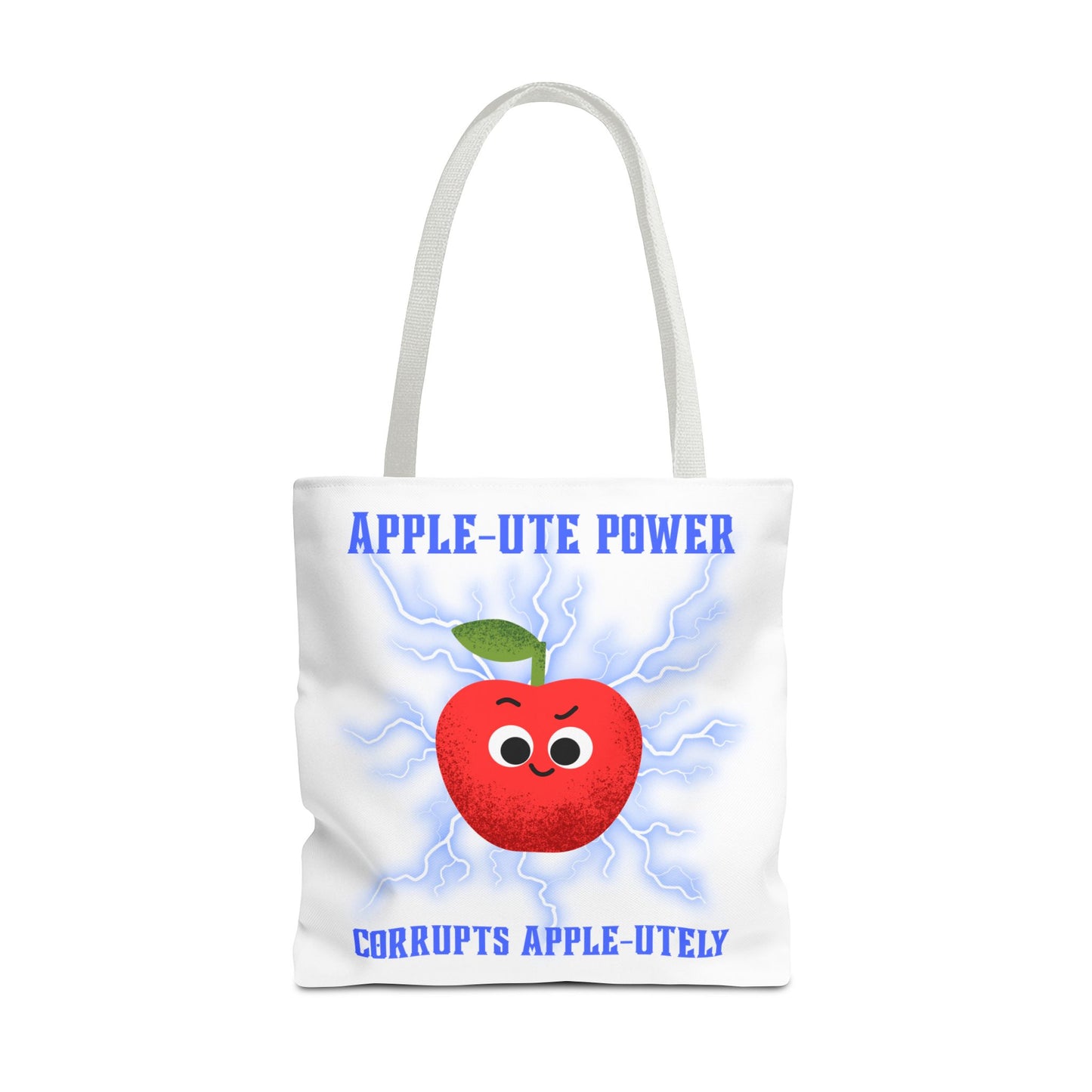 Apple-Powered Funny Tote Bag, Cute Grocery Bag, Gift for Teachers, Eco-Friendly Shopping Bag, Reusable Fun Bag