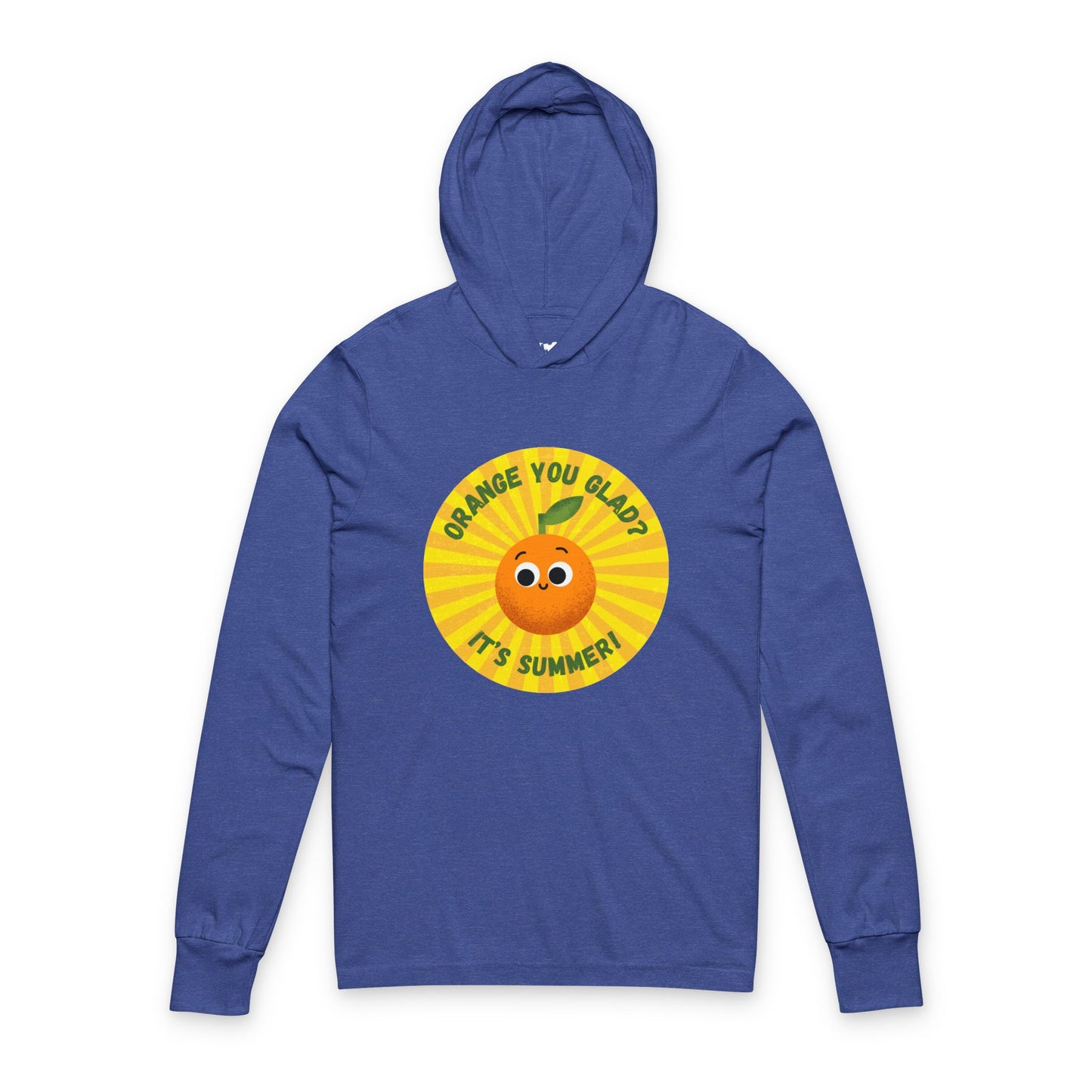 Summer Vibes Unisex Hooded Long Sleeve Shirt, Cute Orange Graphic Pun Shirt Gift for Summer Lovers, Funny Summer Apparel