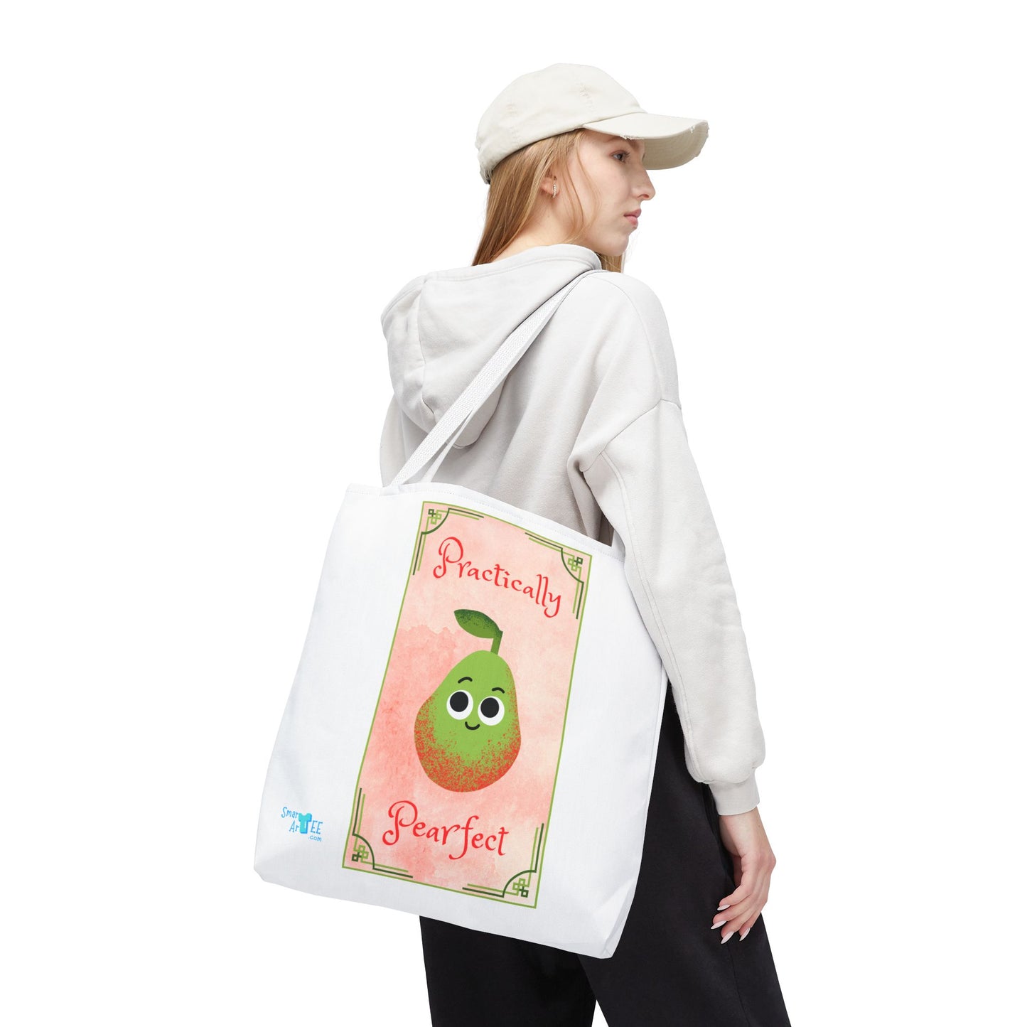 Whimsical Tote Bag - Practically Pearfeet, Cute Shopping Tote, Eco-Friendly Reusable Bag, Perfect Gift for Fruit Lovers, Summer Essential