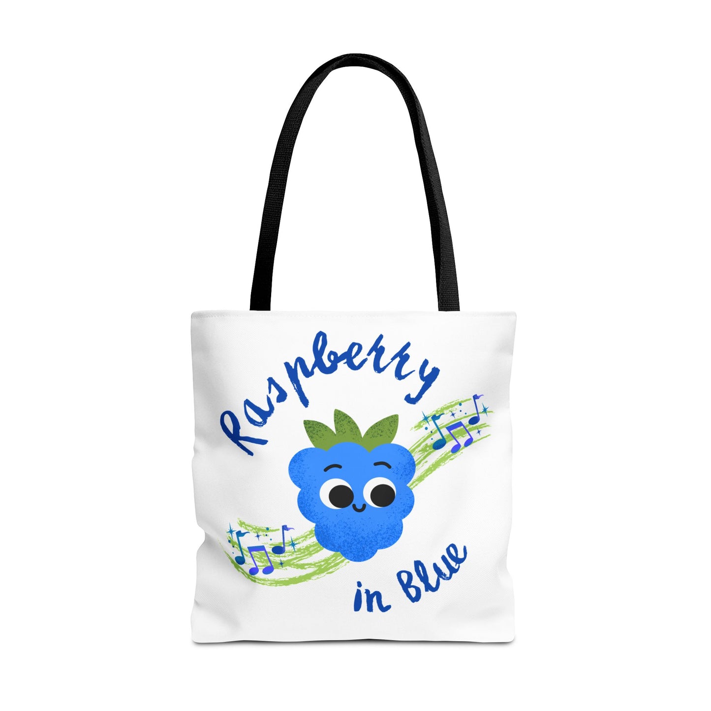 Raspberry in Blue Tote Bag, Cute Canvas Shopper, Eco-Friendly Gift, Fun Beach Bag, Musical Gift, Summer Accessory