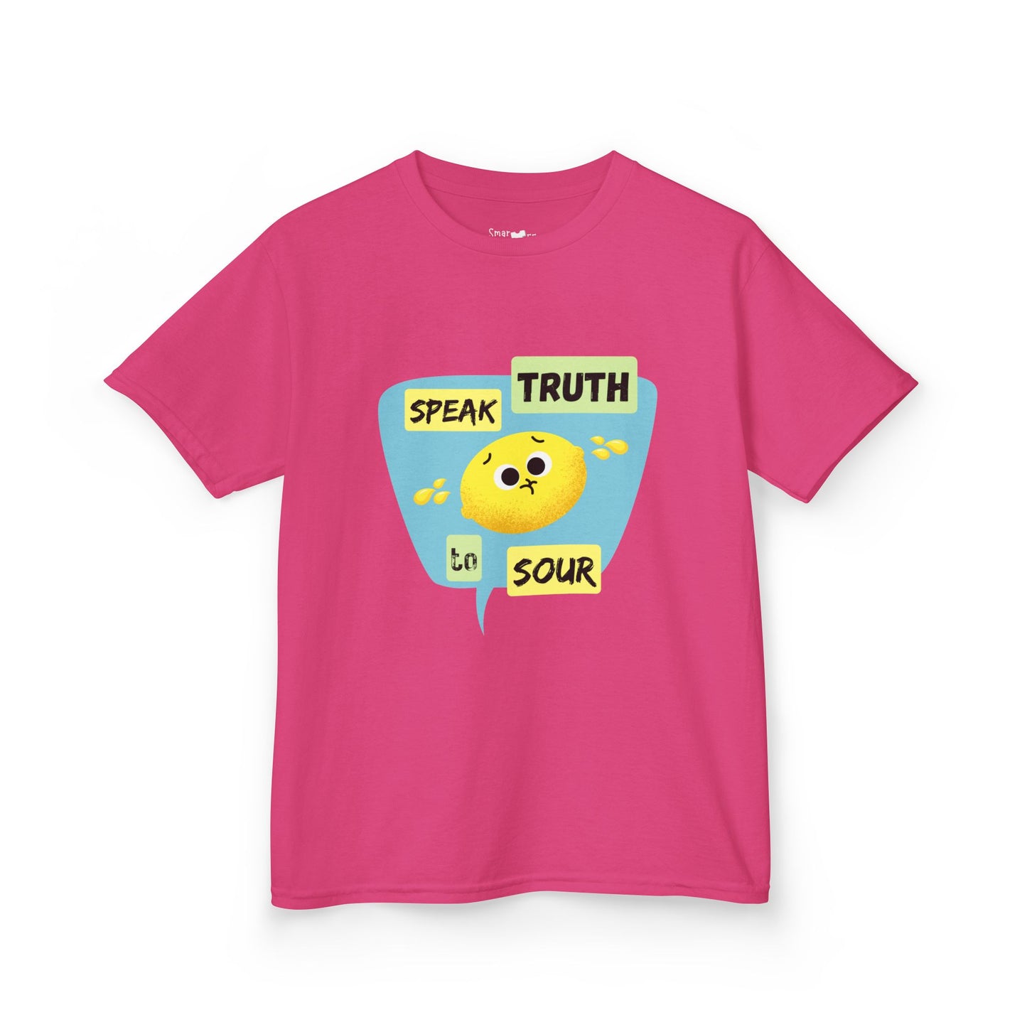 Kids Motivational Shirt, 'Speak Truth To Sour' Funny Pun Cotton Tee, Perfect for School, Gifts, Summer Wear, Positive Vibes