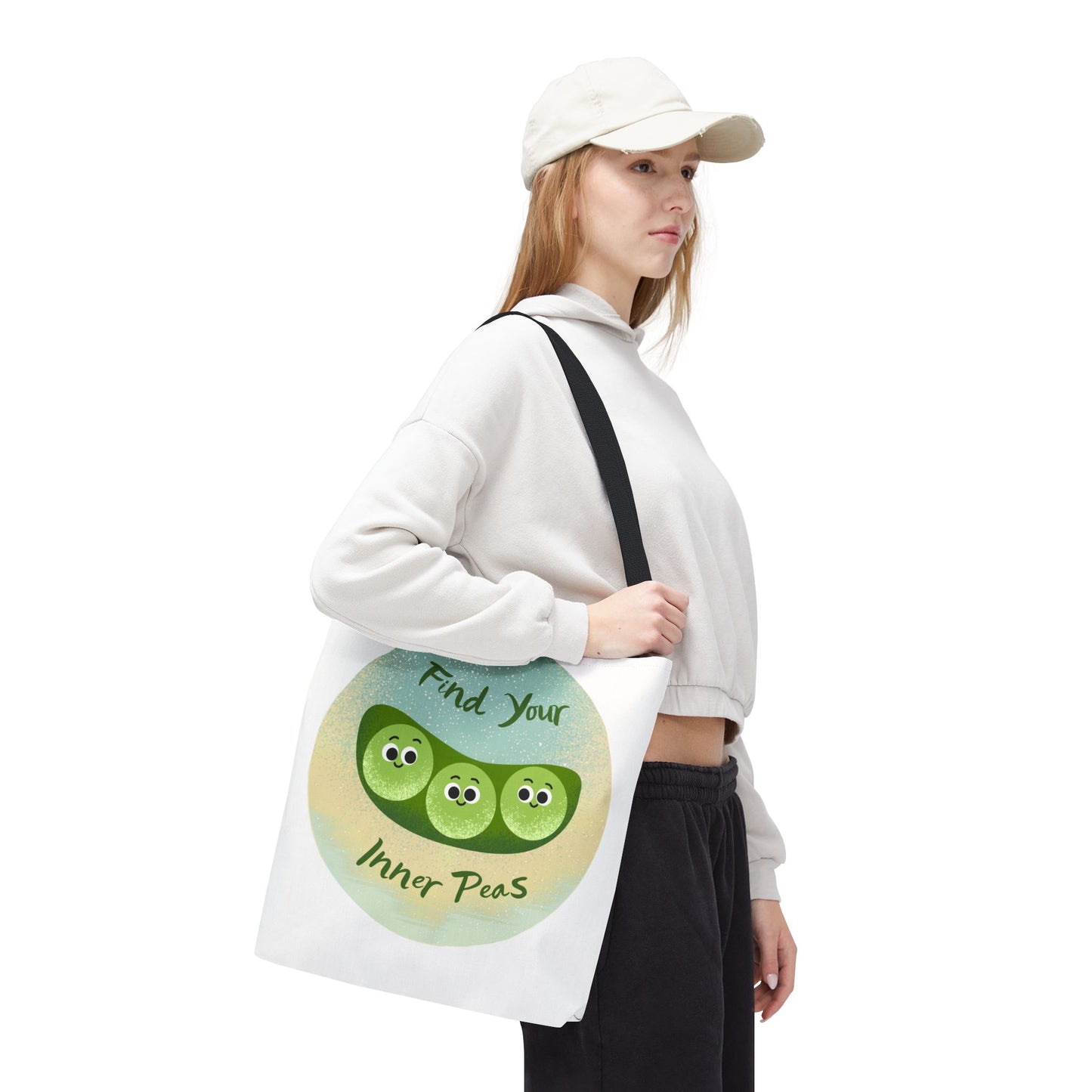 Whimsical Tote Bags - Find Your Inner Peas, Eco-Friendly Shopping Bag, Cute Gift for Gardeners, Motivational Tote, Fun Everyday Bag