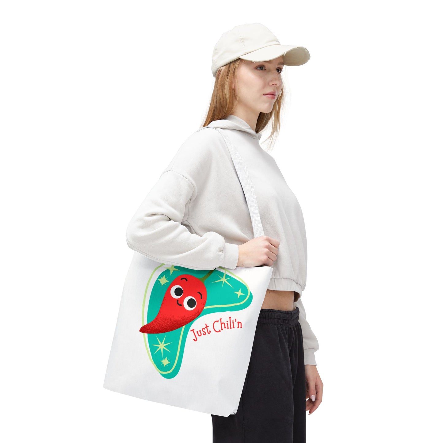 Cute Chili Pepper Tote Bag - Just Chillin', Reusable Grocery Bag, Beach Tote, Gift for Veggie Lovers, Summer Vibes
