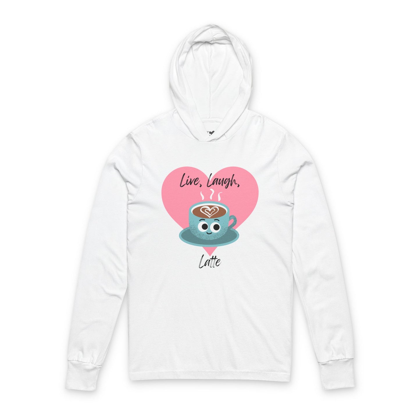 Live, Laugh, Latte Unisex Hooded Long Sleeve Shirt - Cozy Gift for Coffee Lovers, Perfect for Birthdays and Everyday Wear, Funny Pun Shirt