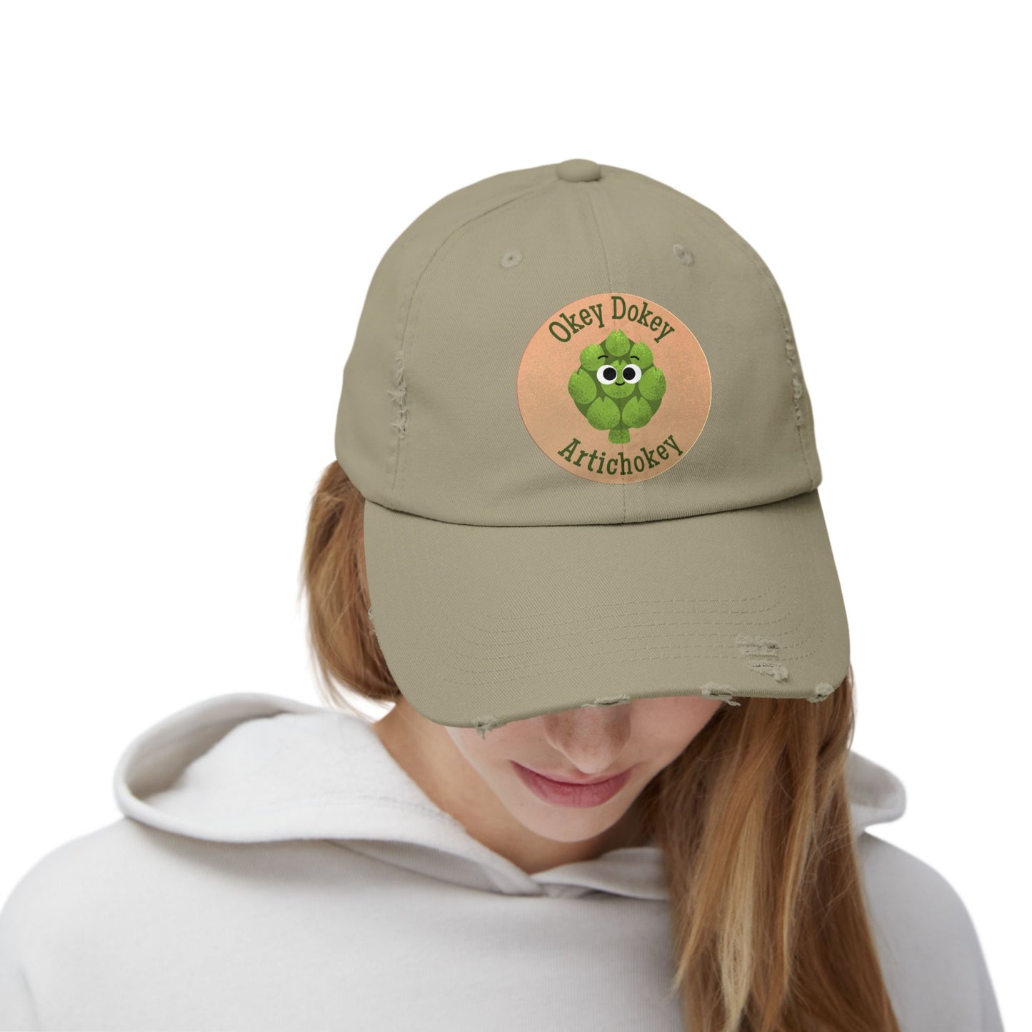 Funny Unisex Distressed Cap - Okey Dokey Artichokey Hats, Gift for Friends, Spring Fashion, Casual Wear, Outdoor Fun