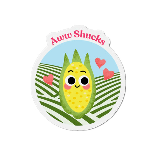 Aww Shucks Die-Cut Magnet, Cute Corn Magnet, Kitchen Decor, Farmhouse Decor, Gift for Farmers, Fun Refrigerator Magnet
