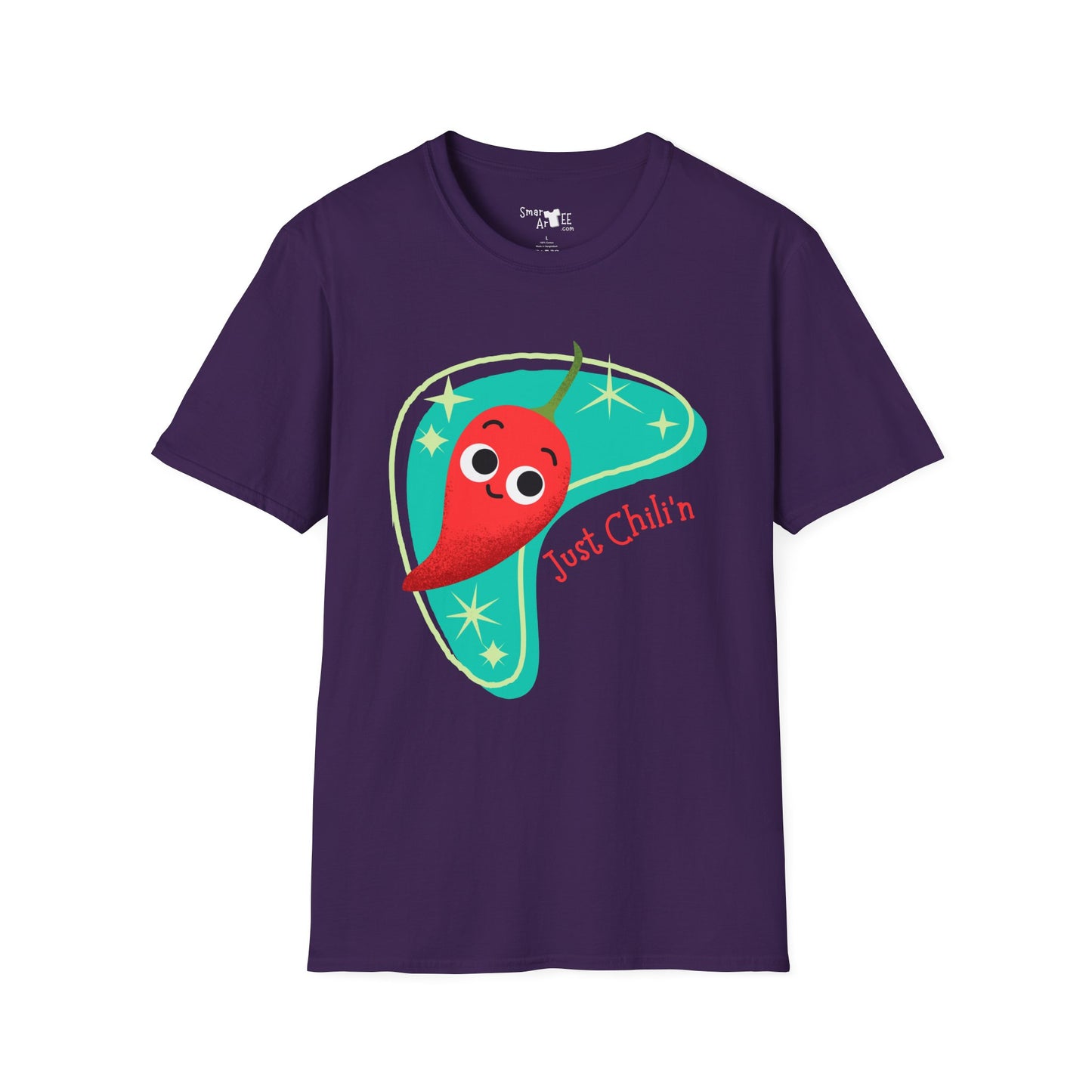 Funny 'Just Chili'n'' Unisex Softstyle T-Shirt - Perfect for Casual Wear & Summer Vibes, Funny Vegetable Pun T-Shirt, Great Gift Idea