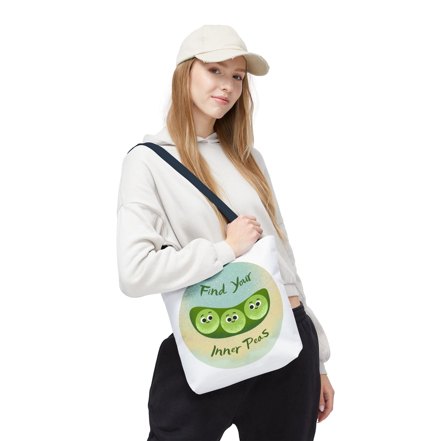 Whimsical Tote Bags - Find Your Inner Peas, Eco-Friendly Shopping Bag, Cute Gift for Gardeners, Motivational Tote, Fun Everyday Bag