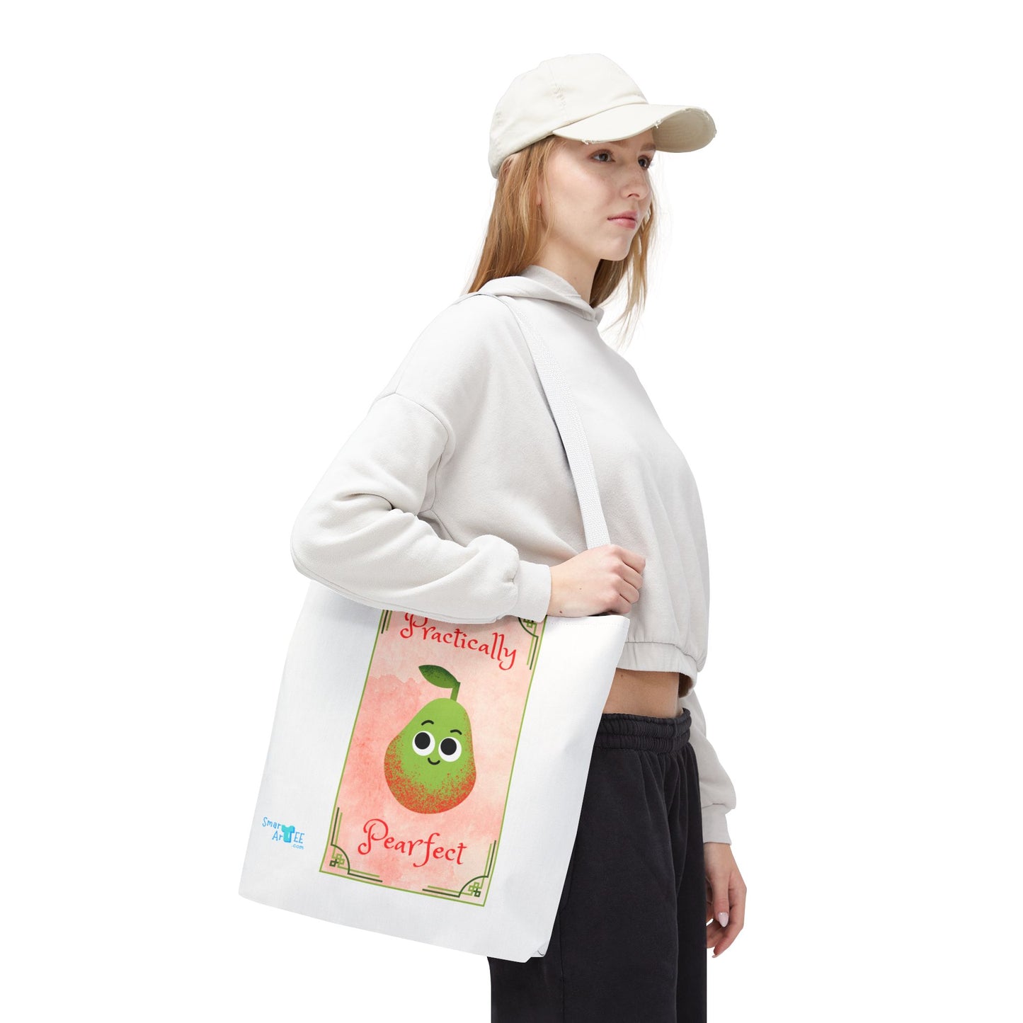 Whimsical Tote Bag - Practically Pearfeet, Cute Shopping Tote, Eco-Friendly Reusable Bag, Perfect Gift for Fruit Lovers, Summer Essential