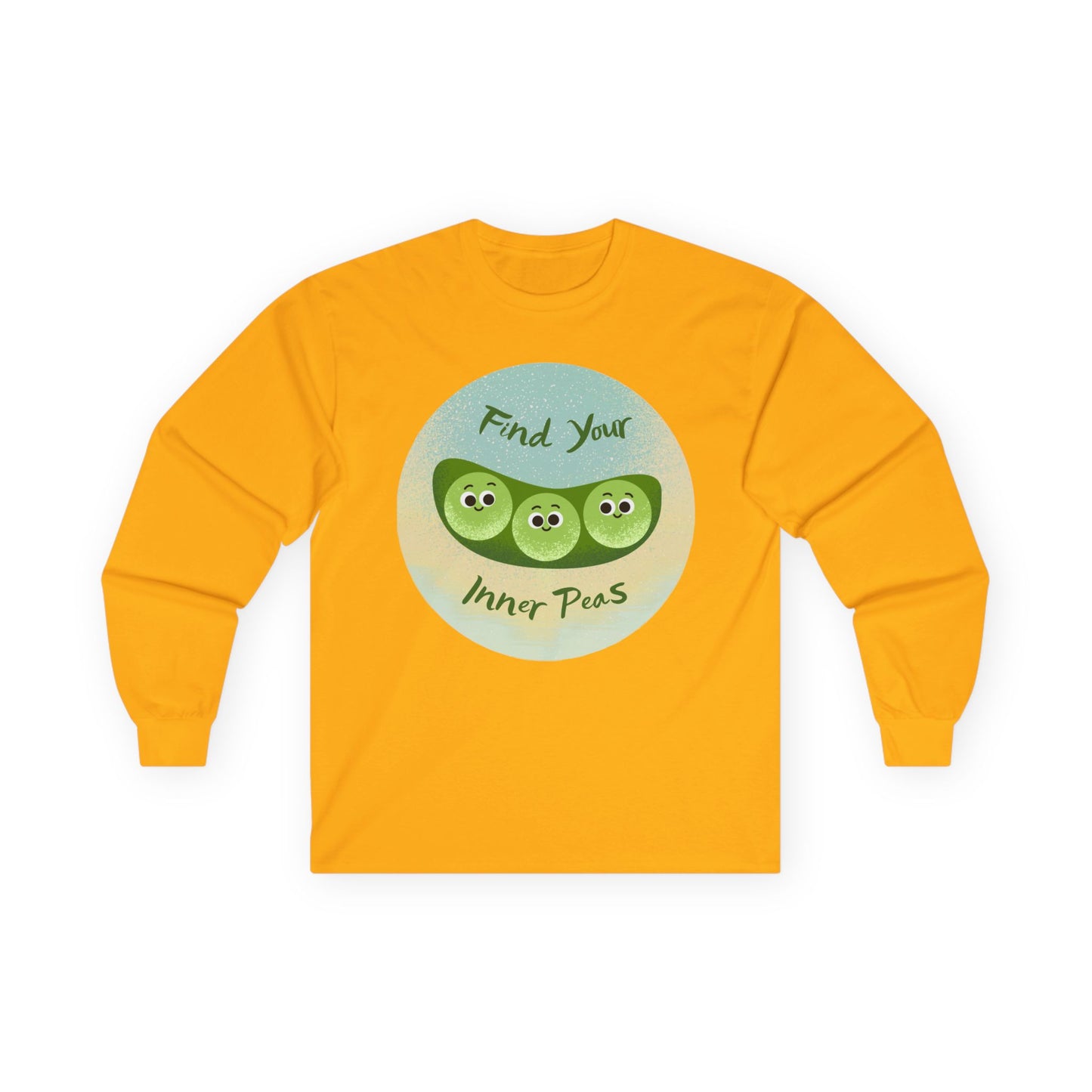 Find Your Inner Peas Long Sleeve Tees, Unisex Cotton Shirt, Cute Gift for Gardeners, Motivational Apparel, Farmhouse Decor Clothing