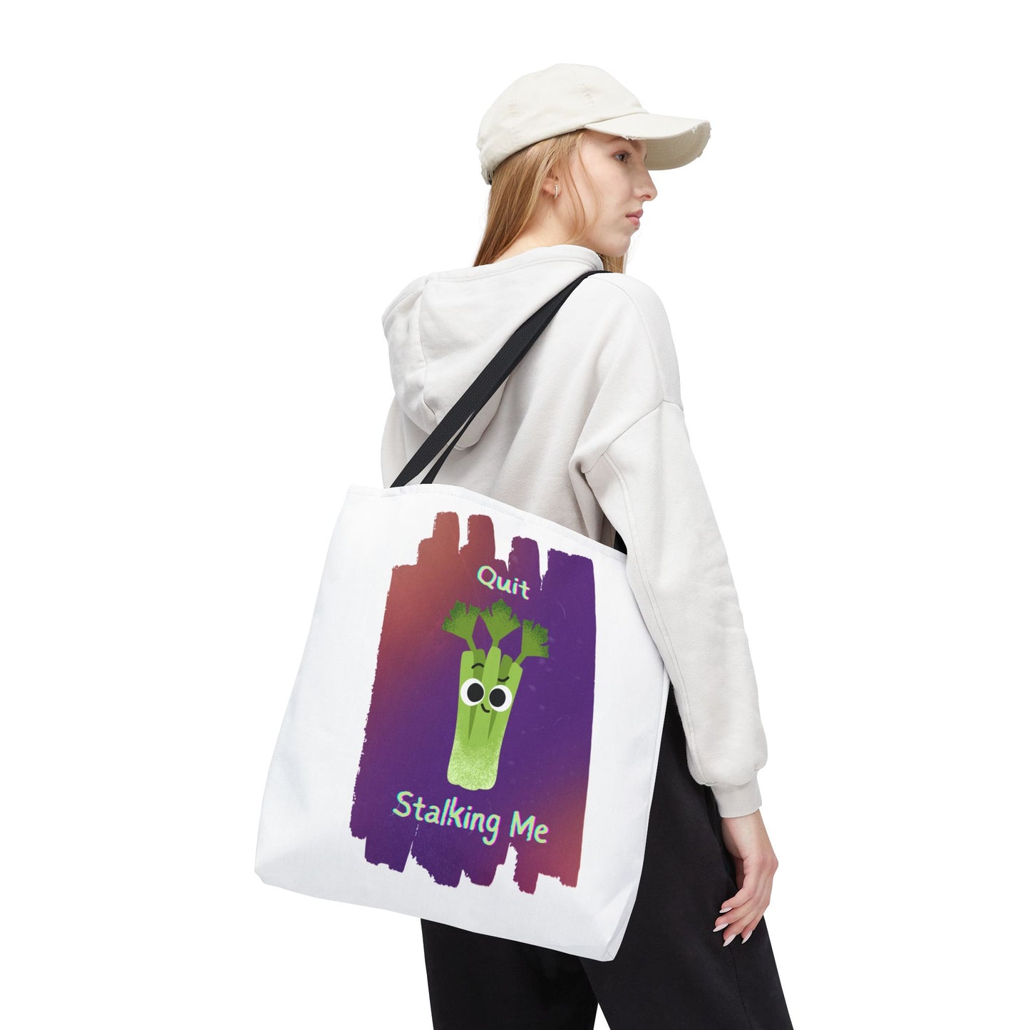 Playful Celery Tote Bag - "Quit Stalking Me" - Funny Shopping Bag, Gift for Veggie Lovers, Gym, Market, Eco-Friendly Bag