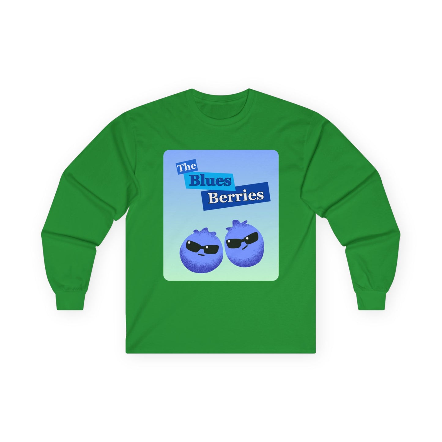 Cool Blueberry Graphic Long Sleeve Tees, Blues Brothers Pun Tee, Casual Wear, Gift for Fruit Lovers, Summer Style