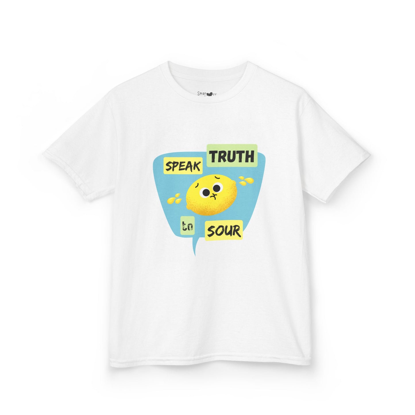 Kids Motivational Shirt, 'Speak Truth To Sour' Funny Pun Cotton Tee, Perfect for School, Gifts, Summer Wear, Positive Vibes