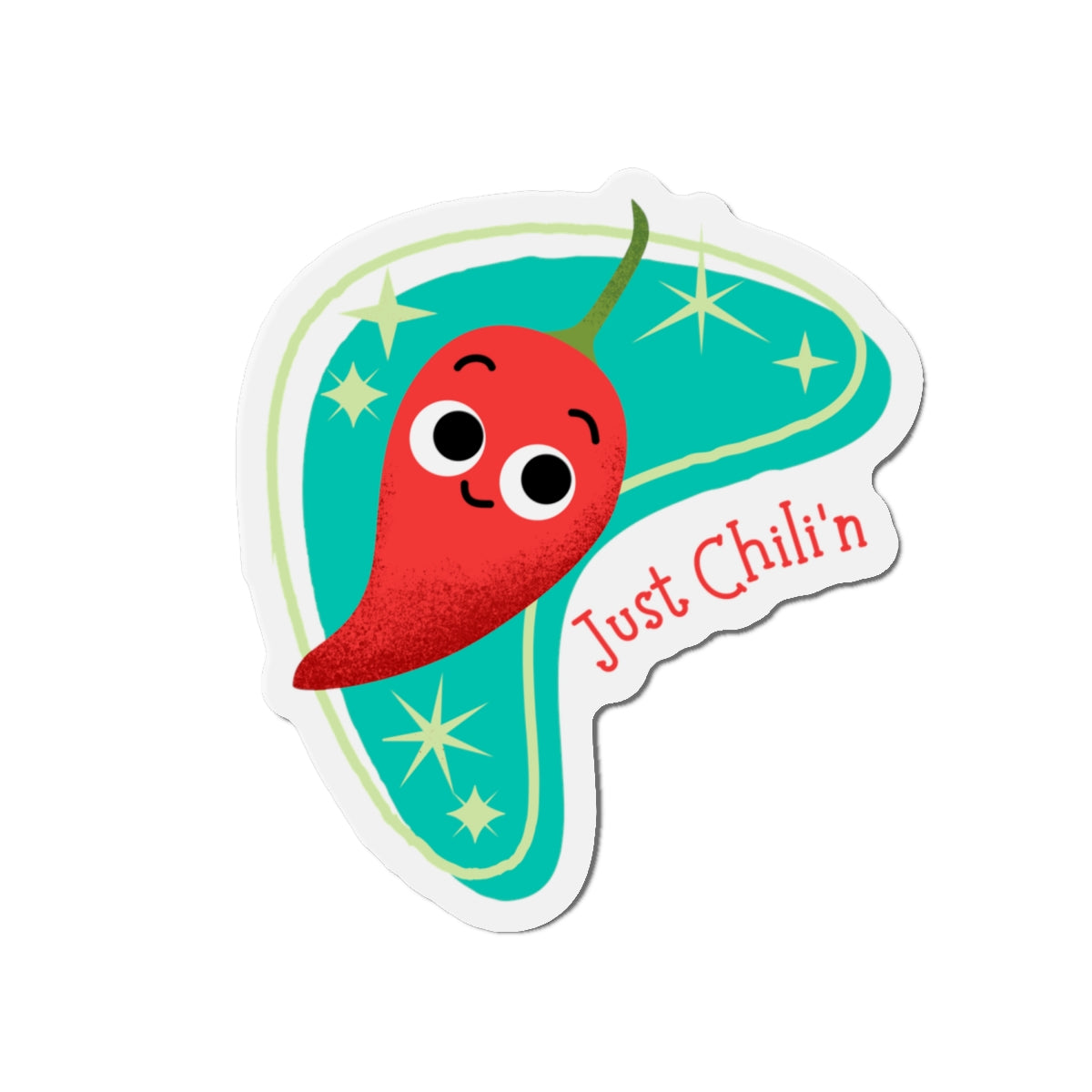 Cute Chili Die-Cut Magnet, Fun Kitchen Decor, Gift for Food Lovers, Refrigerator Magnet, Quirky Home Accessory