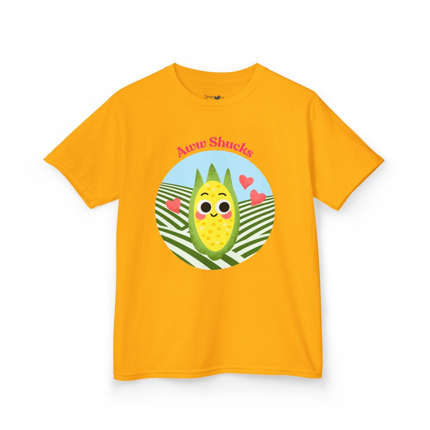 Cute Kids Tee with Aww Shucks Corn Design, Fun Summer Shirt for Children, Ideal for Birthdays, Playdates, and Family Outings, Youth Apparel