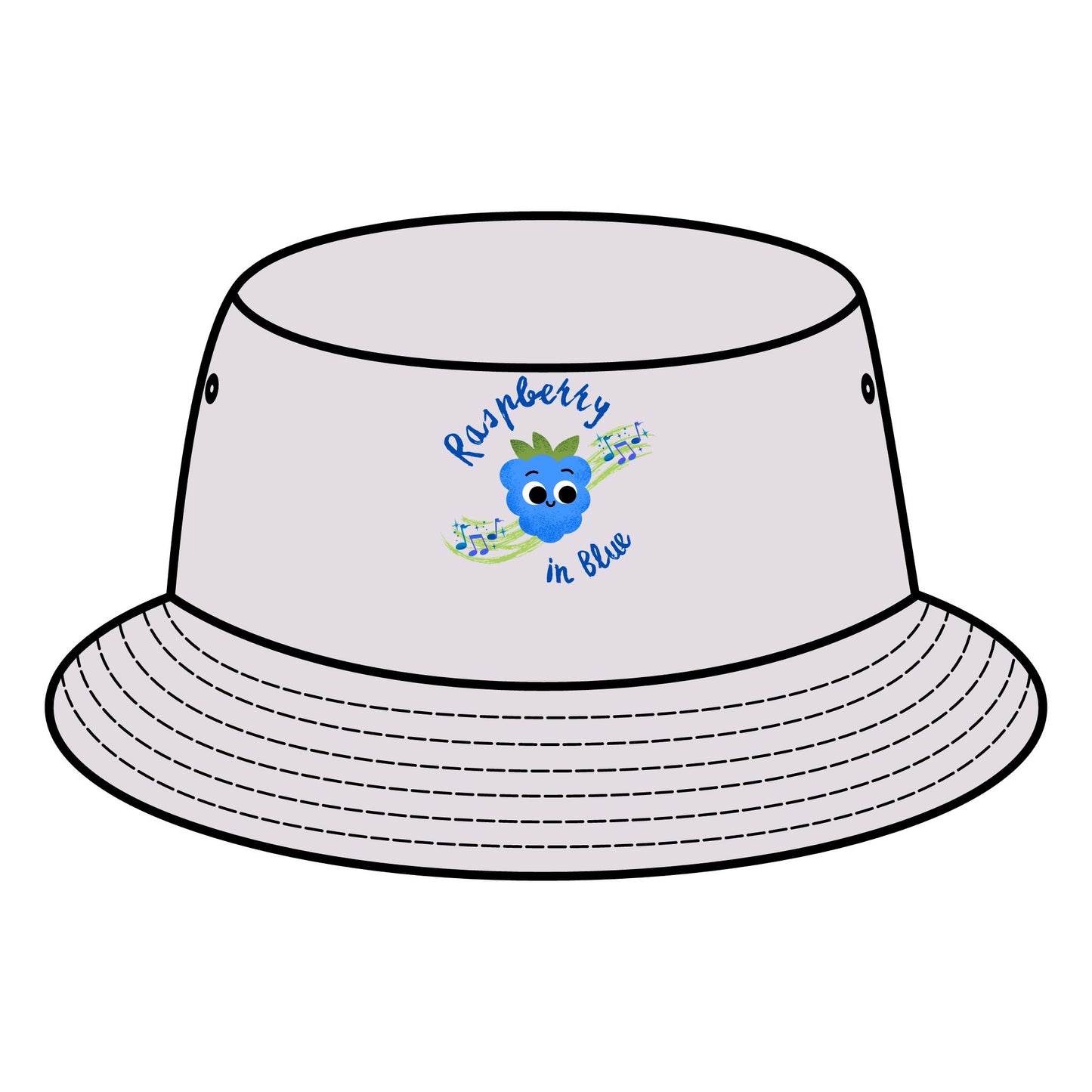 Trendy Bucket Hat with Raspberry in Blue Pun Design, Summer Accessory, Unisex Hats, Beach Wear, Outdoor Style, Gift for Music Lovers