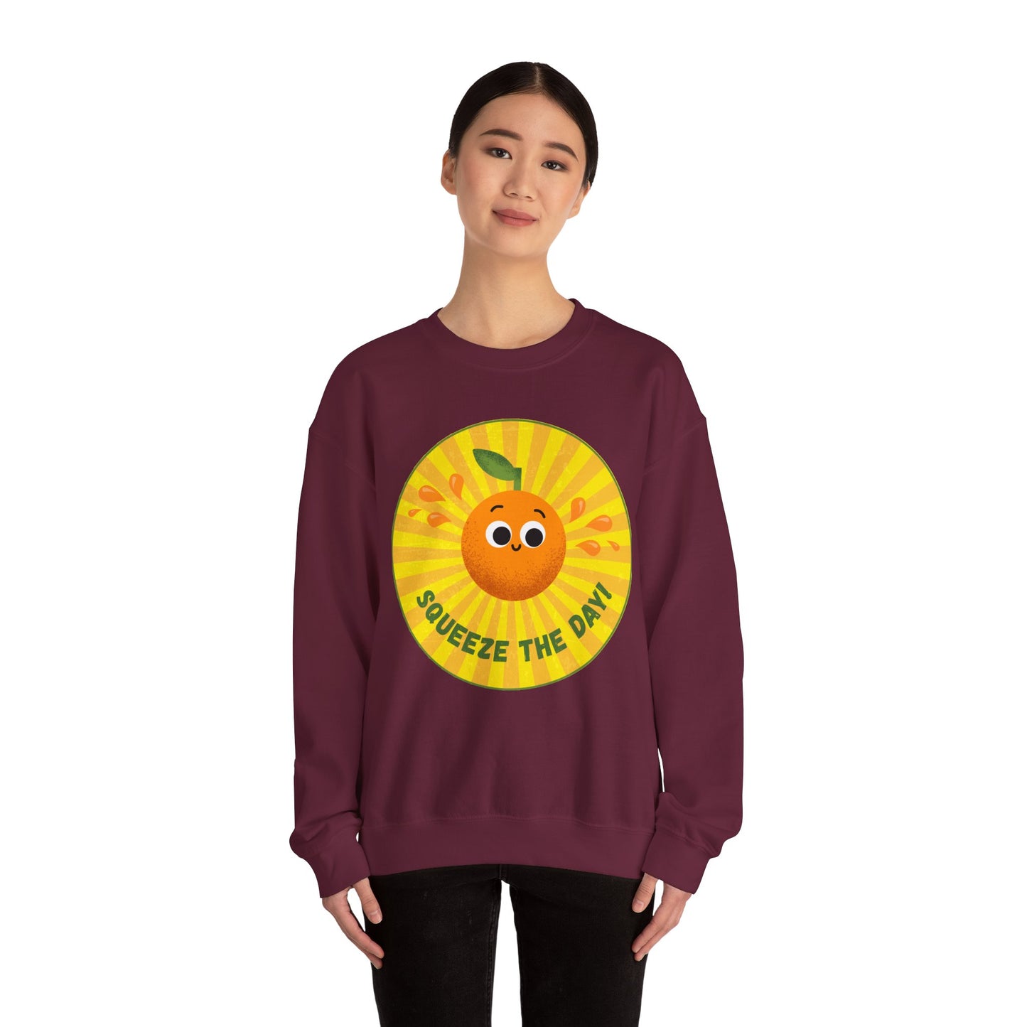 Squeeze the Day Sweatshirt, Cute Crewneck Gift, Citrus Theme Apparel, Comfortable Fall Outfit, Unisex Casual Wear
