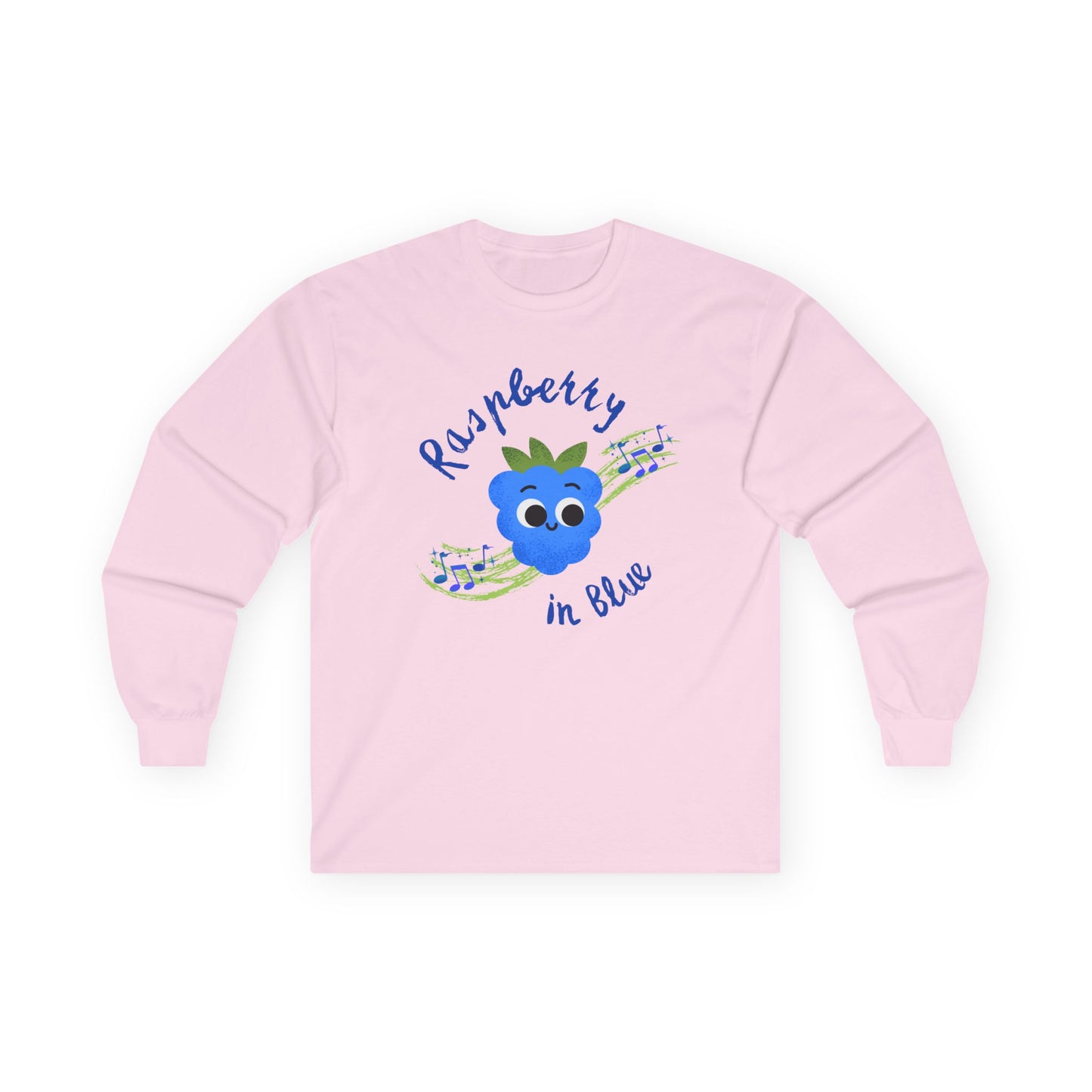 Raspberry Vibes Long Sleeve Tees | Cute Fruit Shirt, Gift for Friends, Summer Style, Raspberry in Blue Design, Eco-Friendly Fashion