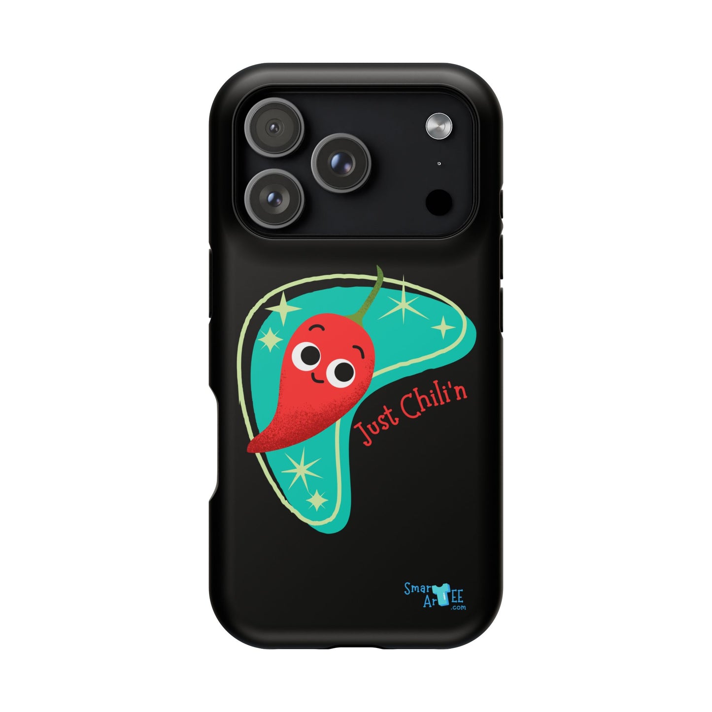 Chili Themed Phone Case, Just Chilin' Design, Fun Accessory, Unique Gift, Vibrant Protection, Perfect for Foodies, Holiday Cheer