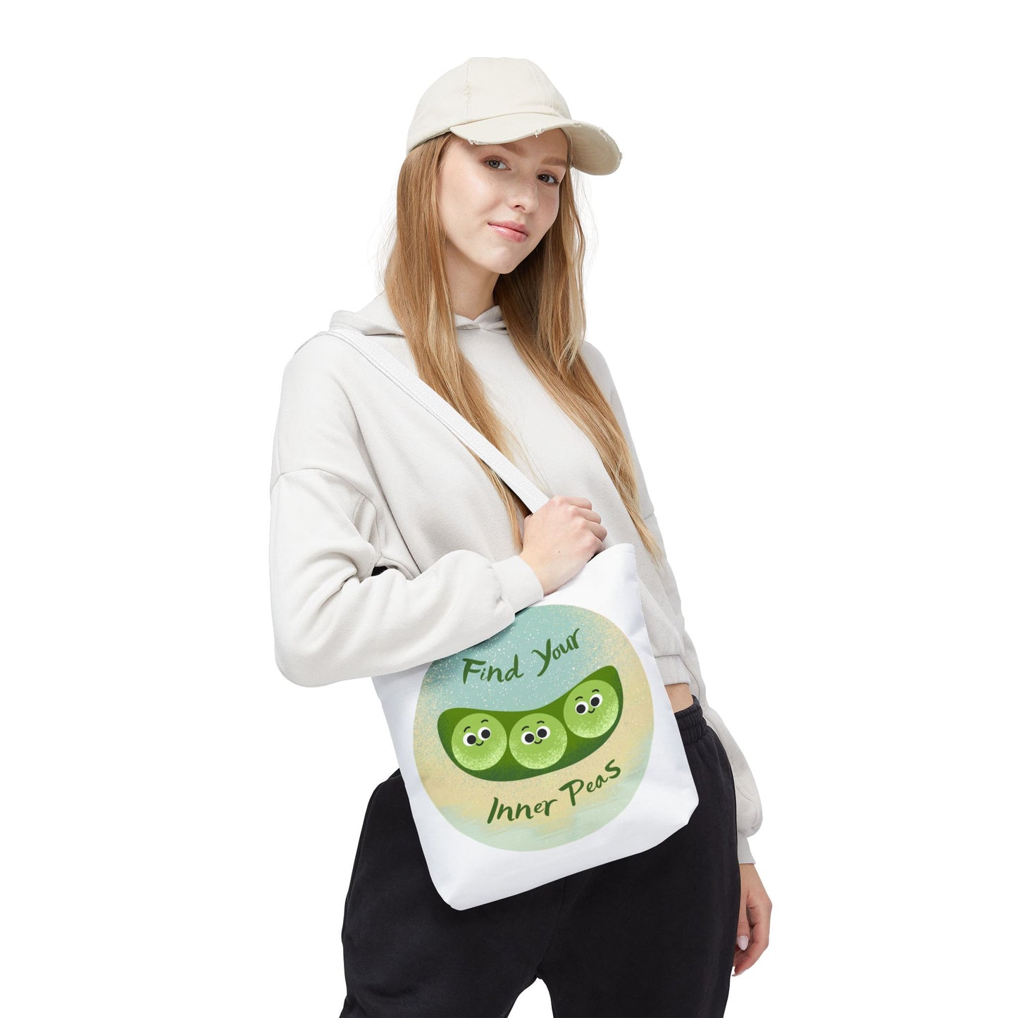 Whimsical Tote Bags - Find Your Inner Peas, Eco-Friendly Shopping Bag, Cute Gift for Gardeners, Motivational Tote, Fun Everyday Bag