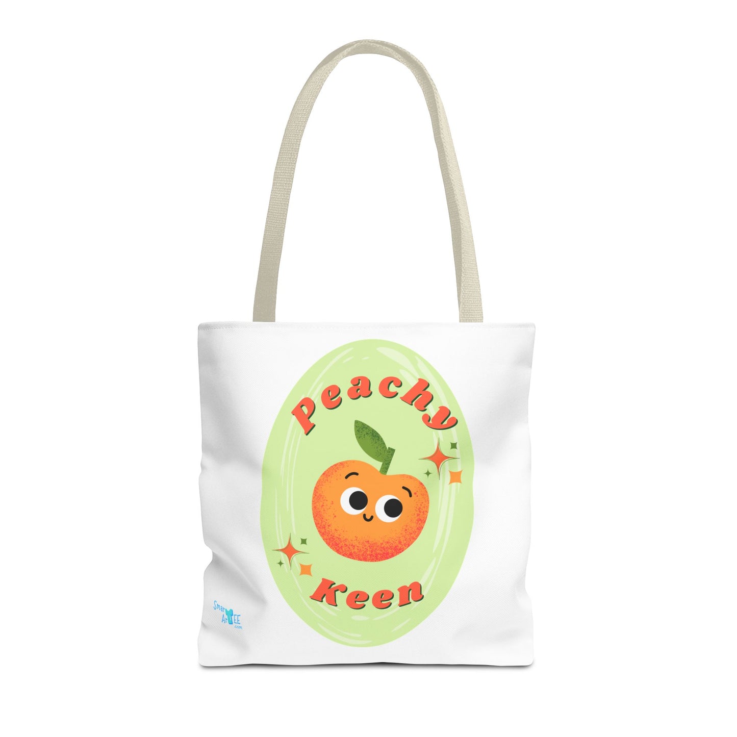 Peachy Keen Tote Bag, Cute Fruit Tote, Eco-Friendly Shopping Bag, Reusable Grocery Tote, Gift for Fruit Lovers
