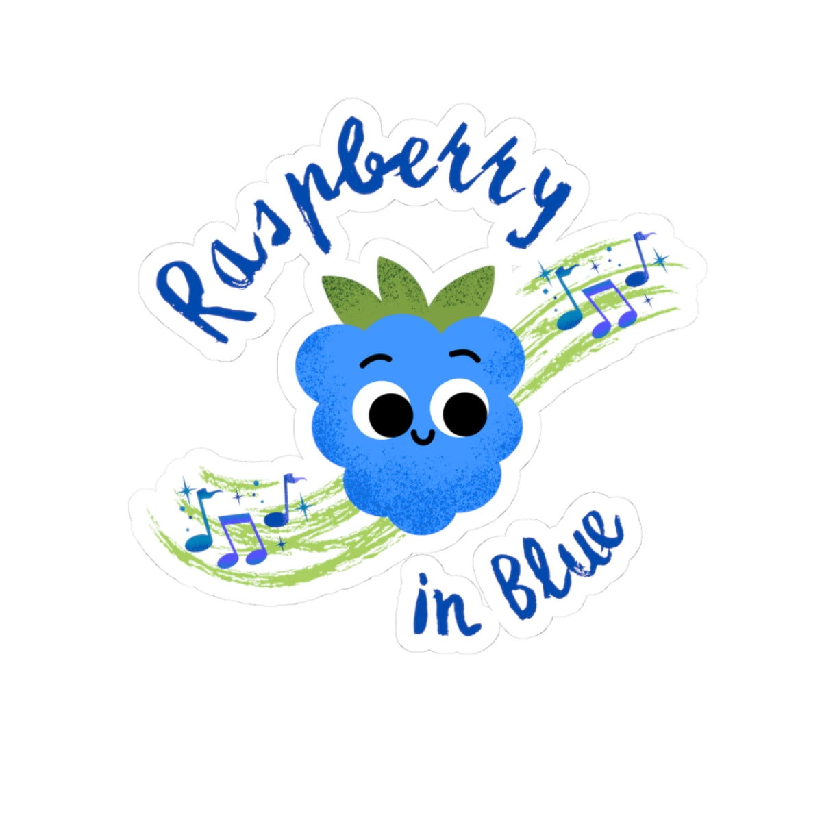 Cute Raspberry in Blue Kiss-Cut Stickers for Journals, Laptops, Water Bottles, Scrapbooking, Gifts