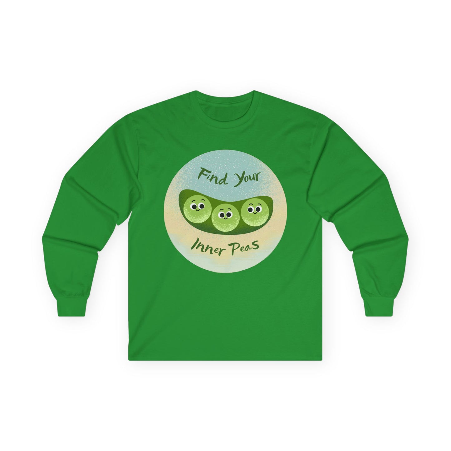 Find Your Inner Peas Long Sleeve Tees, Unisex Cotton Shirt, Cute Gift for Gardeners, Motivational Apparel, Farmhouse Decor Clothing