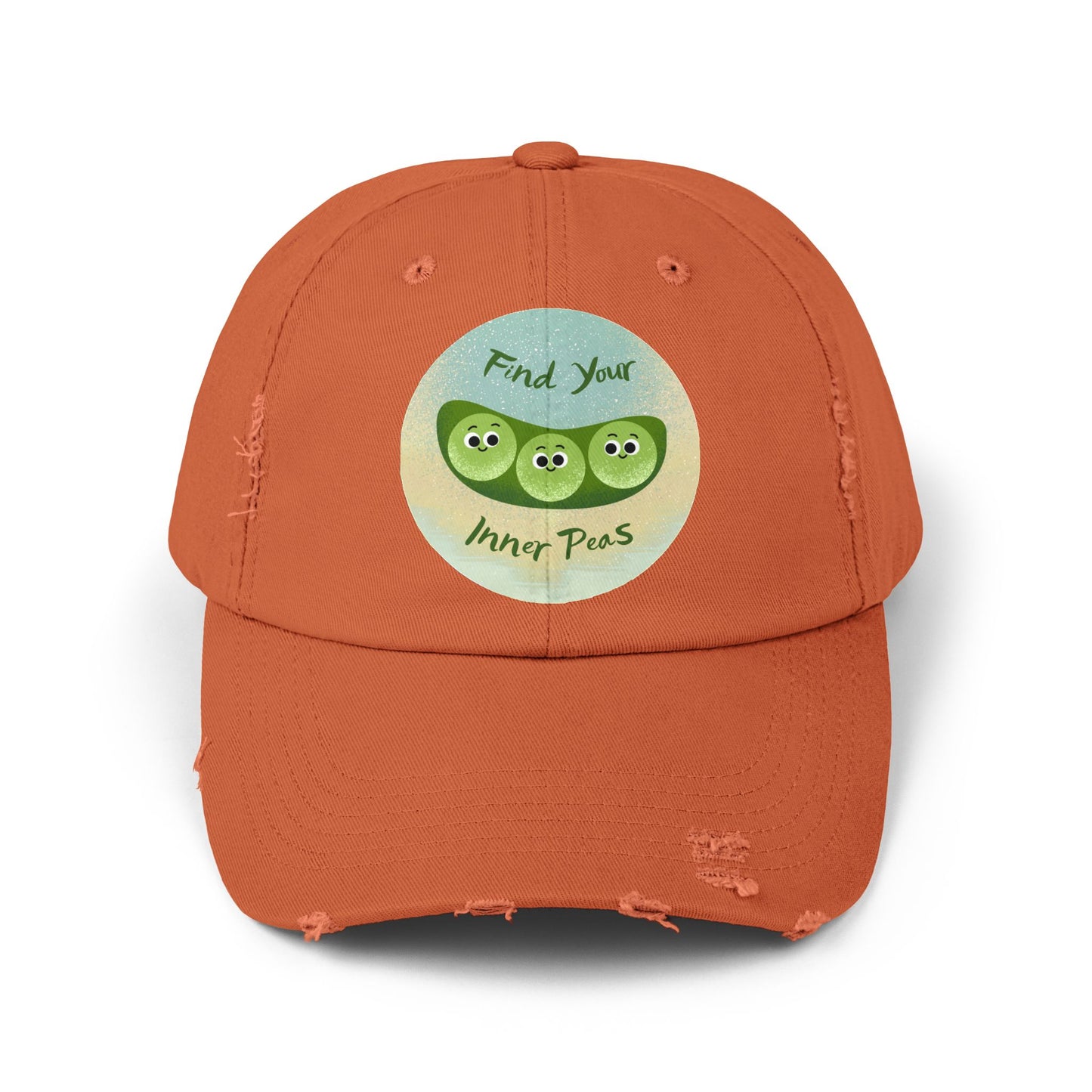 Find Your Inner Peas Distressed Cap, Unisex Baseball Hats, Funny Cap for Garden Lovers, Gift for Veggie Enthusiasts, Casual Everyday Wear