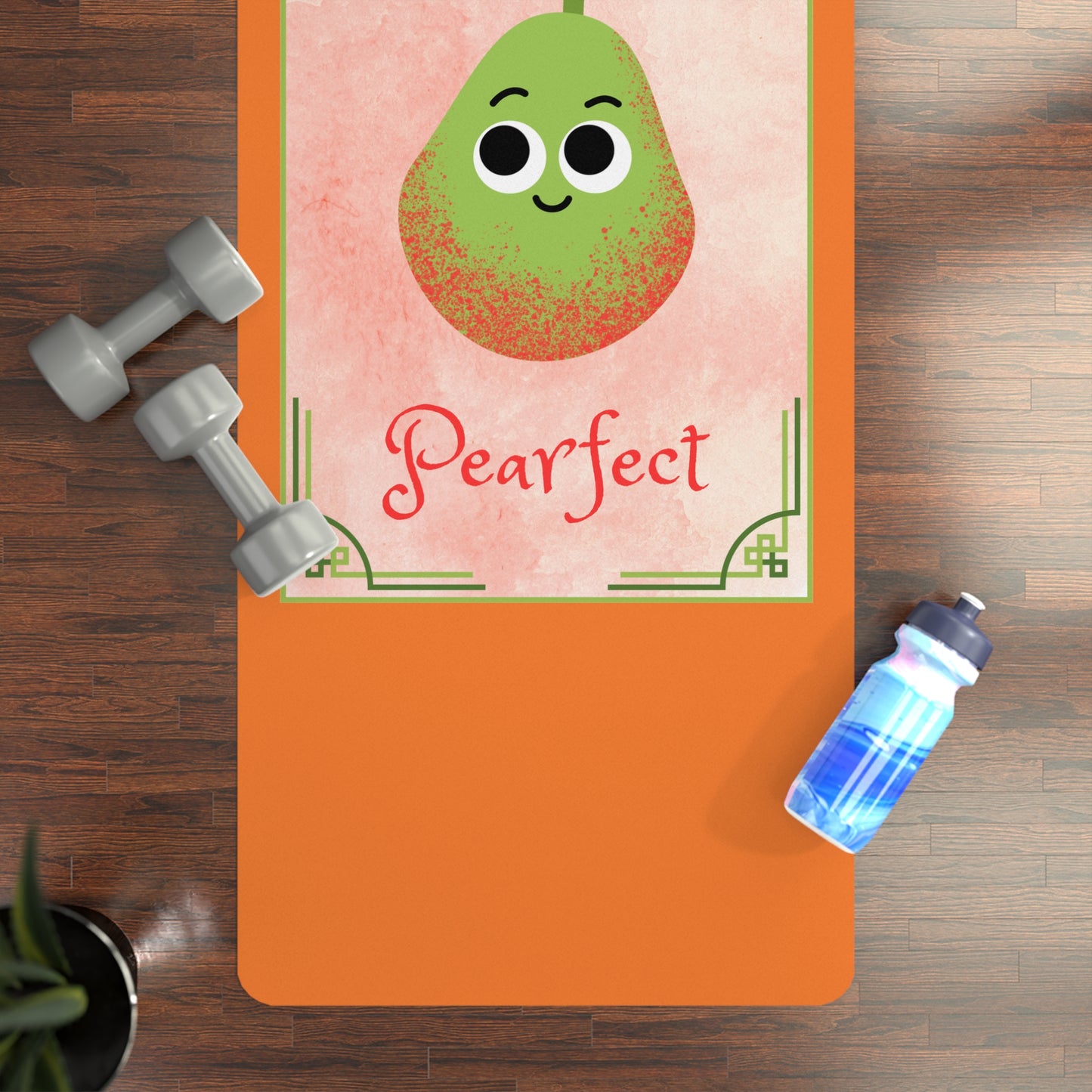 Cute Rubber Yoga Mat - Practically Pearfect Fruit Pun, Fitness Mats, Home Gym Essentials, Gift for Yogis, Motivational Exercise Mat