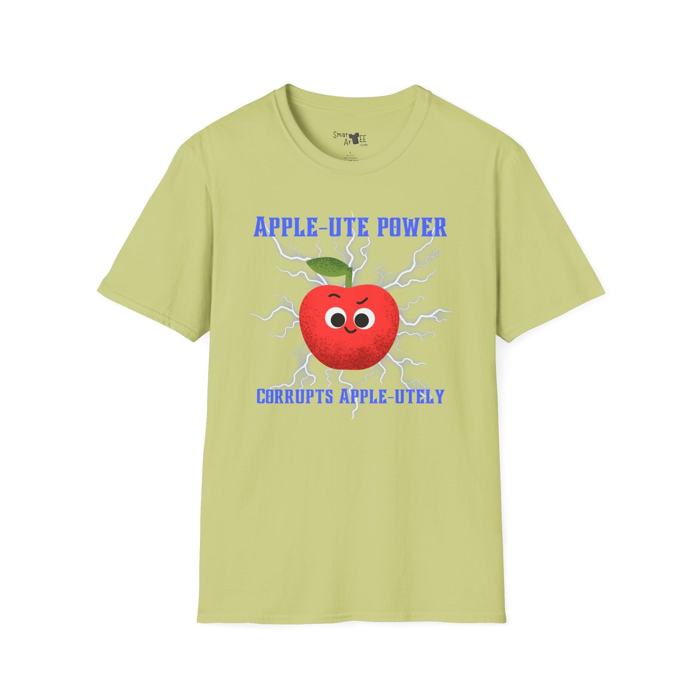 Cute Cartoon T-Shirt - 'Apple-Ute Power' Design, Fun Gift for Fruit Lovers, Casual Wear, Back to School, Gift for Teachers