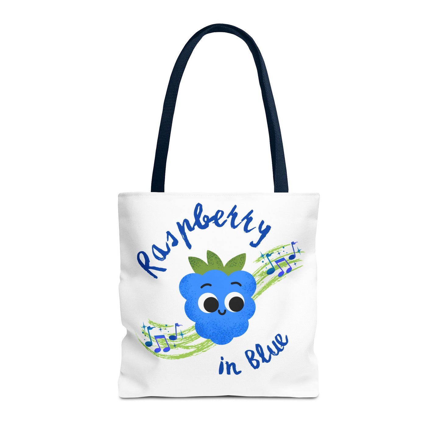 Raspberry in Blue Tote Bag, Cute Canvas Shopper, Eco-Friendly Gift, Fun Beach Bag, Musical Gift, Summer Accessory
