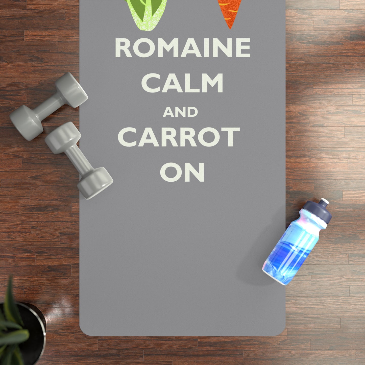 Cute Vegetable Yoga Mat - Romaine Calm and Carrot On, Fitness Gift, Home Gym Decor, Mindfulness Practice, Eco-Friendly Exercise Mat