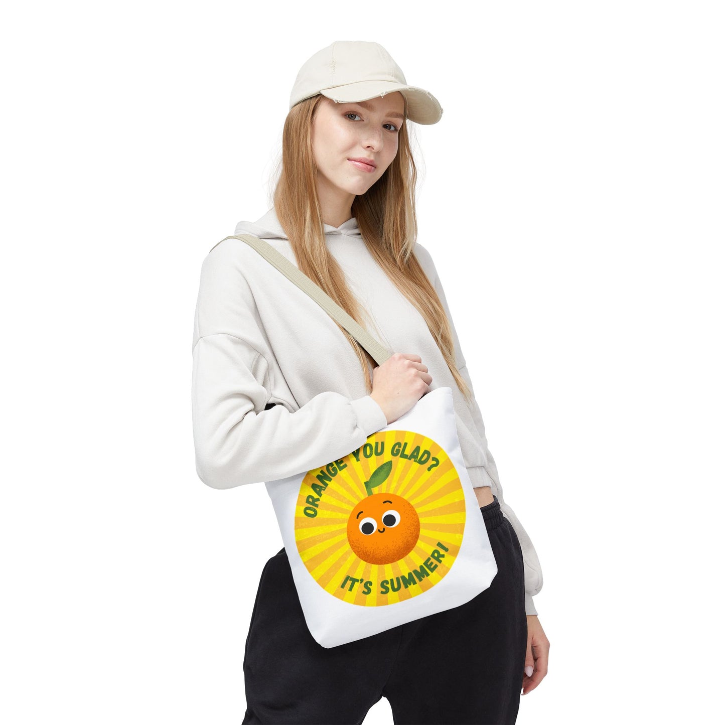 Summer Vibe Tote Bag with Cute Orange Design, Beach Bag, Gift for Friends, Eco-Friendly Shopping, Fun Accessory for Summer