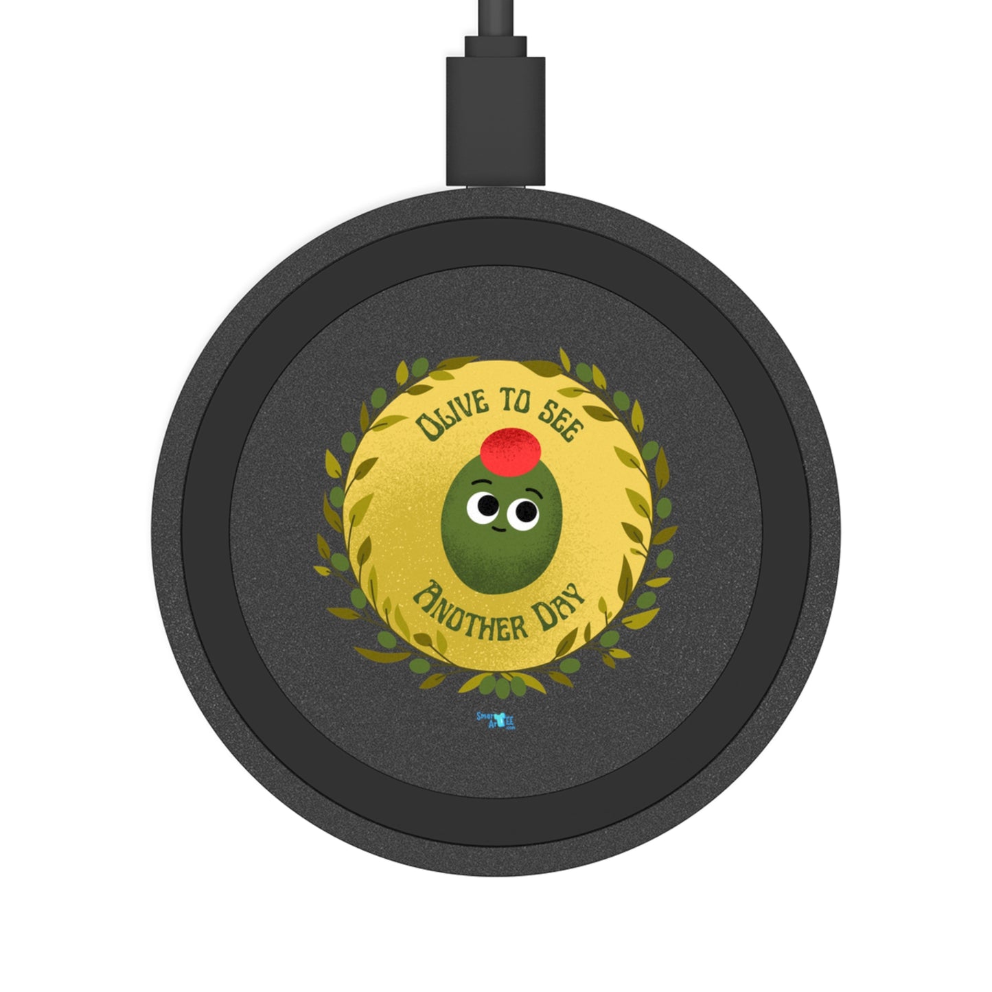 Olive-Themed Wireless Charging Pad, Cute Olive Charger, Fun Desk Accessory, Bundle With Air Pod Case, Kitchen Gadget, Office Decor
