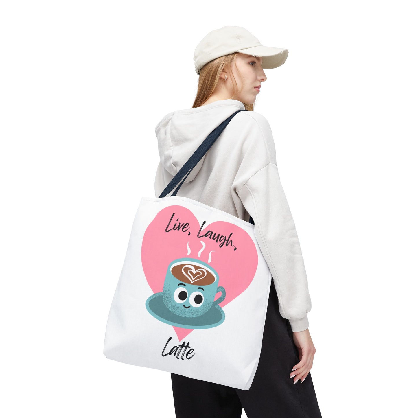 Cute Coffee Tote Bag - Live, Laugh, Latte - Perfect Gift for Coffee Lovers, Casual Carryall, Eco-Friendly, Everyday Use