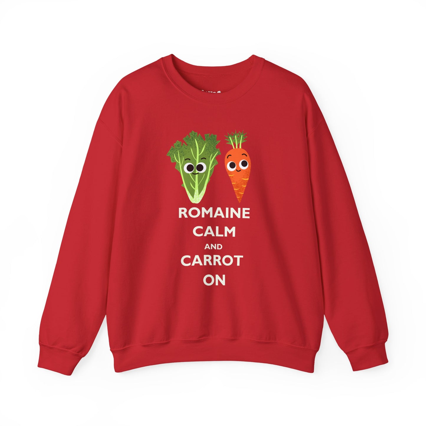 Funny Vegetable Sweatshirt - 'Romaine Calm and Carrot On' - Gift for Gardeners, Foodies, Friends, Casual Wear, Humor Apparel