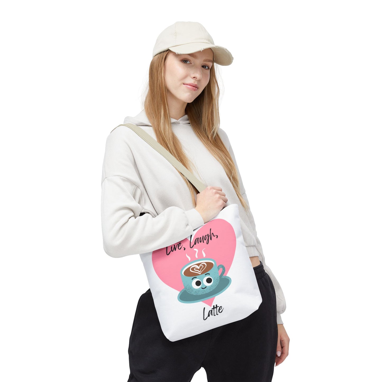 Cute Coffee Tote Bag - Live, Laugh, Latte - Perfect Gift for Coffee Lovers, Casual Carryall, Eco-Friendly, Everyday Use
