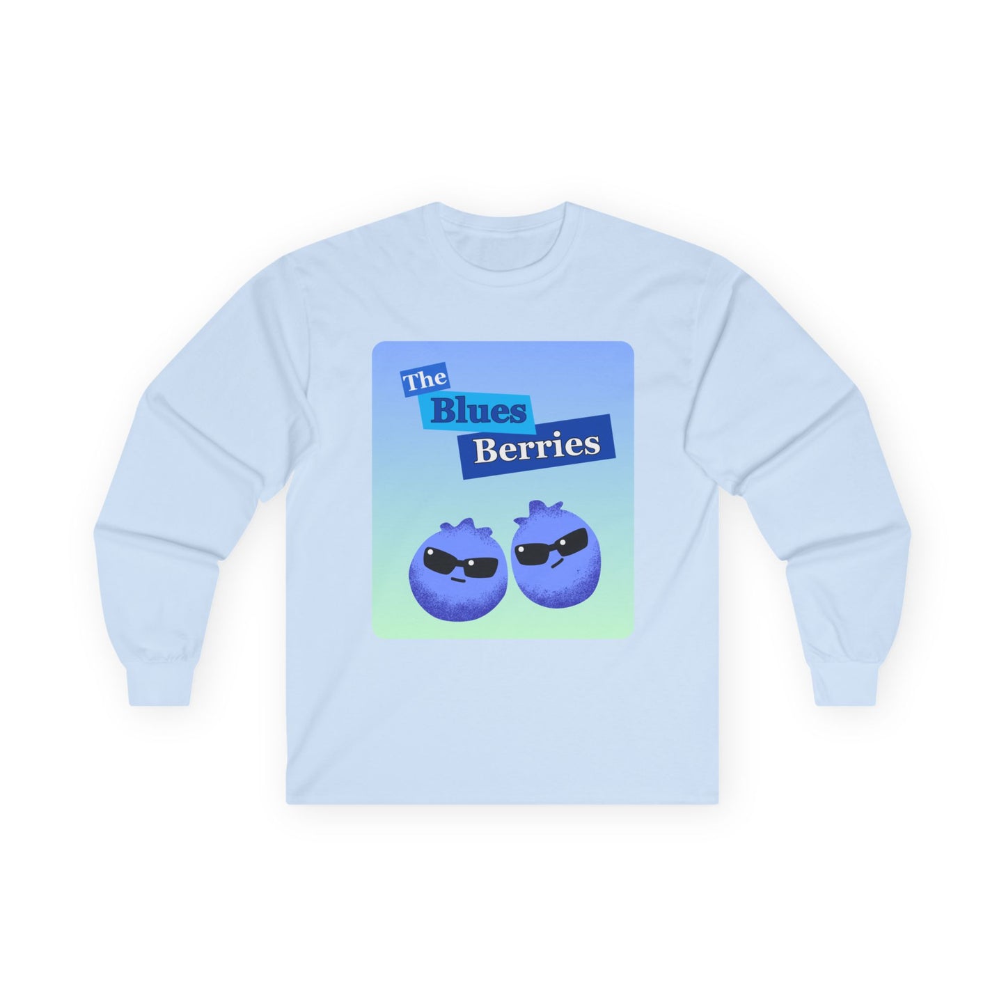 Cool Blueberry Graphic Long Sleeve Tees, Blues Brothers Pun Tee, Casual Wear, Gift for Fruit Lovers, Summer Style