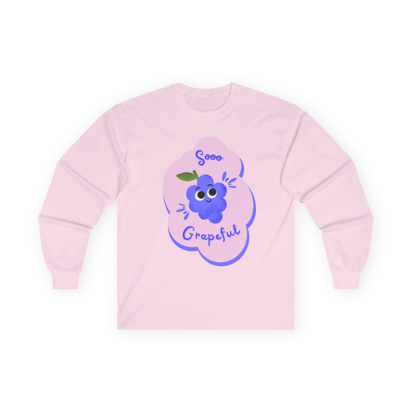 Sooo Grapeful Long Sleeve Tees, Funny Casual Shirt, Gift for Fruit Lovers, Fall Fashion, Thanksgiving Apparel, Everyday Comfort