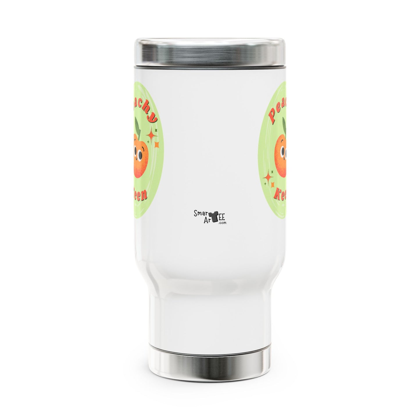 Peachy Keen Travel Mug - Stainless Steel with Handle, Perfect for Coffee Lovers, Birthday Gifts, Relaxation, Road Trips, and Summer Fun!