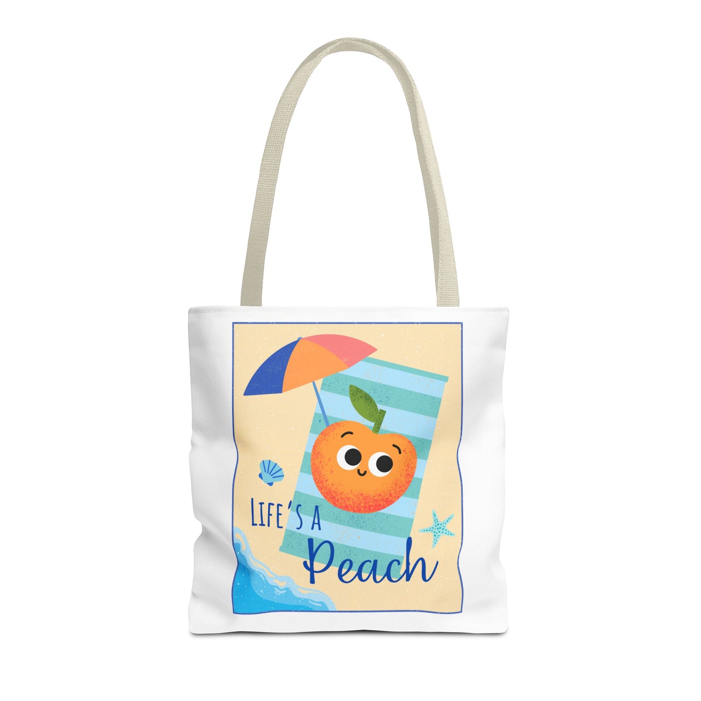 Colorful Summer Tote Bag - 'Life's a Peach' Design, Beach Bag, Grocery Tote, Gift for Friends, Cute Eco-Friendly Bag