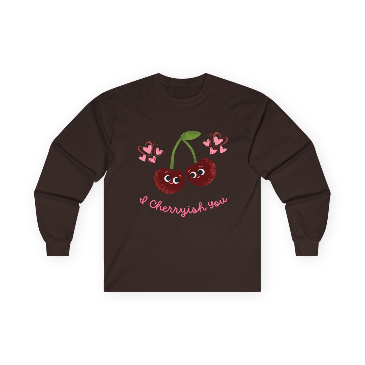 Cherry Love Long Sleeve Tees, Cute Valentine's Gift, Unisex Fun Shirt, Couple Matching Outfit, Seasonal Fashion Apparel