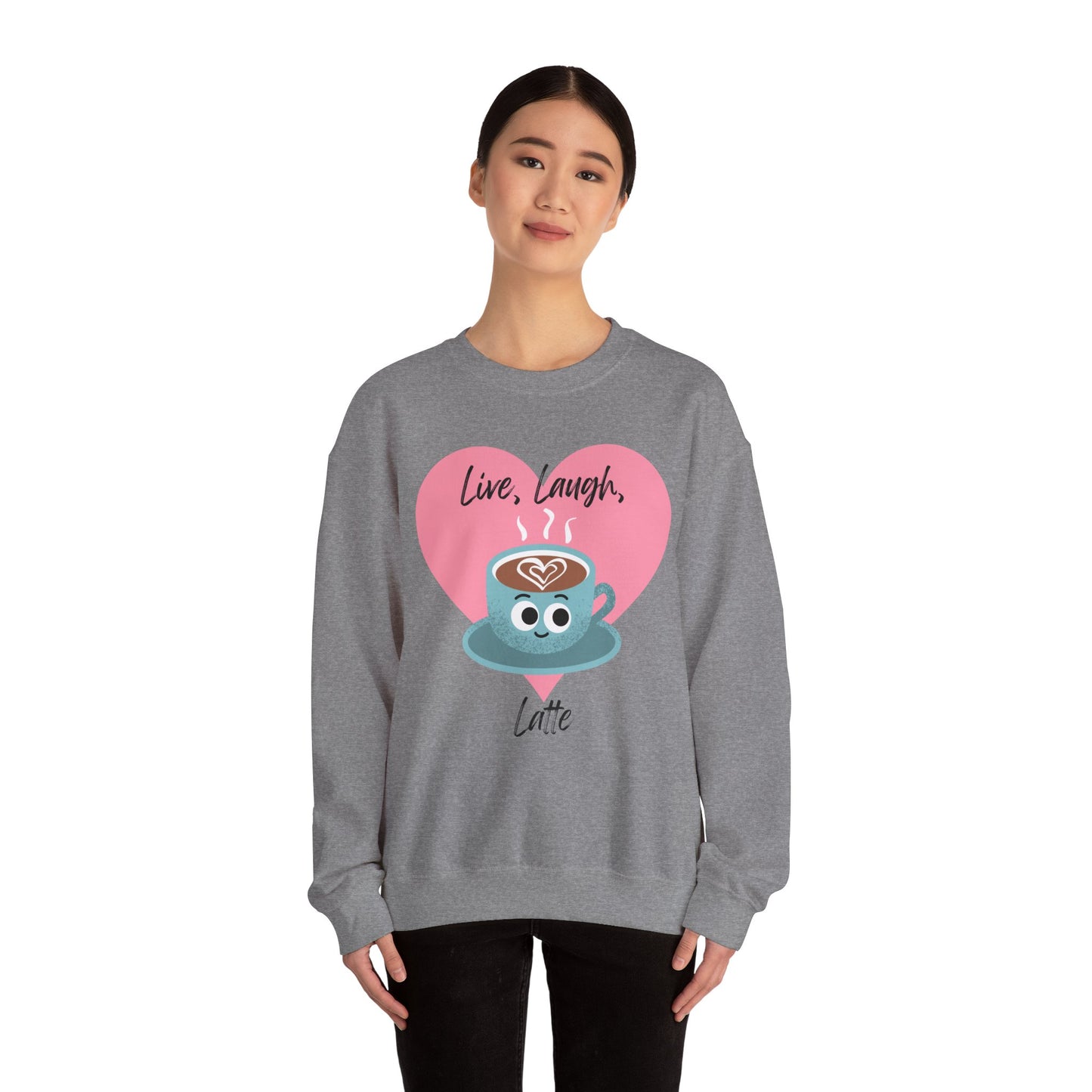 Funny Coffee Sweatshirt - Live Laugh Latte, Whimsical Fall Casual Wear, Great Gift Idea