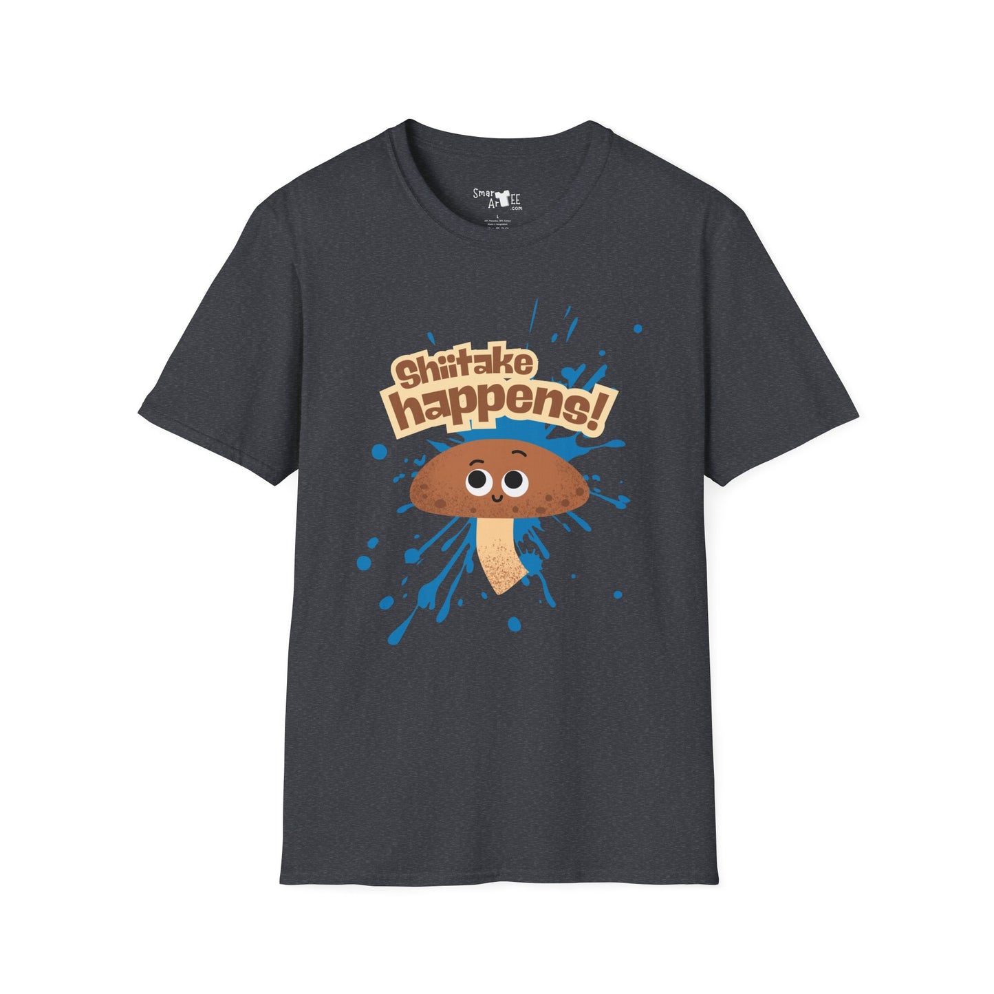 Shitake Happens T-Shirt, Funny Mushroom Tee, Unisex Softstyle Shirt, Casual Humor Top, Gift for Fun Lovers, Quirky Apparel