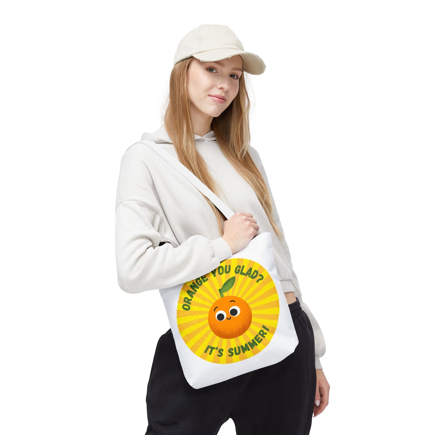 Summer Vibe Tote Bag with Cute Orange Design, Beach Bag, Gift for Friends, Eco-Friendly Shopping, Fun Accessory for Summer