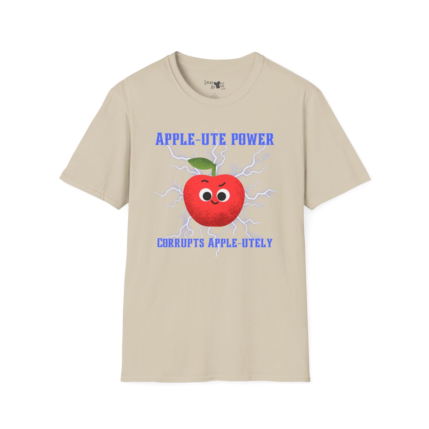 Cute Cartoon T-Shirt - 'Apple-Ute Power' Design, Fun Gift for Fruit Lovers, Casual Wear, Back to School, Gift for Teachers
