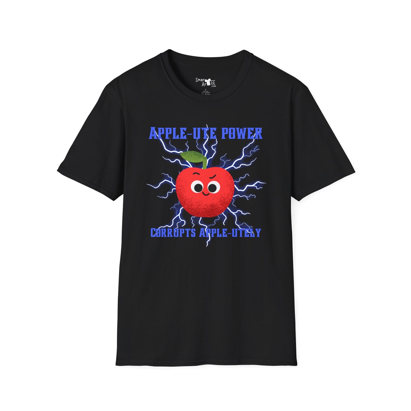 Cute Cartoon T-Shirt - 'Apple-Ute Power' Design, Fun Gift for Fruit Lovers, Casual Wear, Back to School, Gift for Teachers