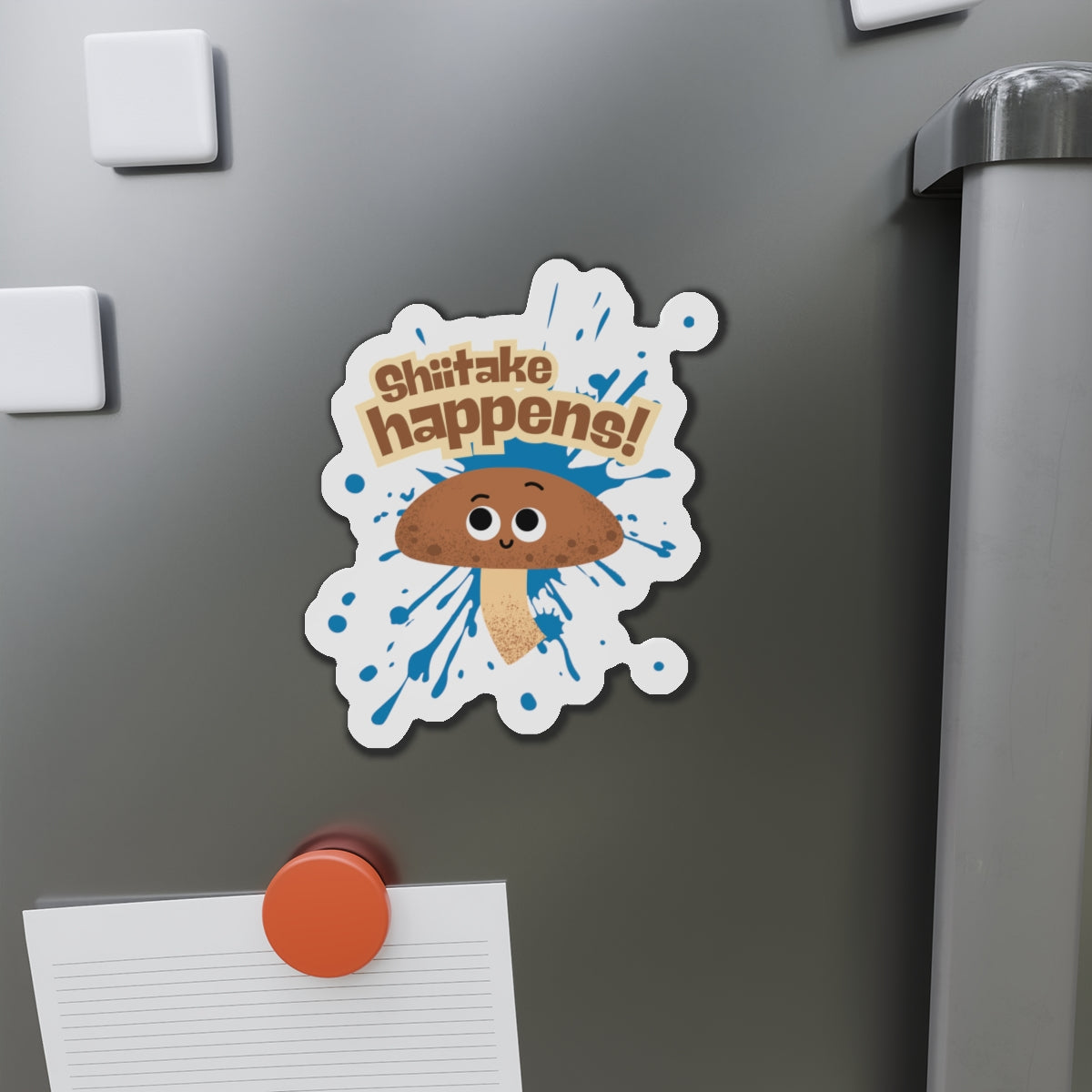 Playful Shiitake Mushroom Die-Cut Magnet | Cute Kitchen Decor, Fun Fridge Magnet, Gift for Food Lovers, Humorous Kitchen Art