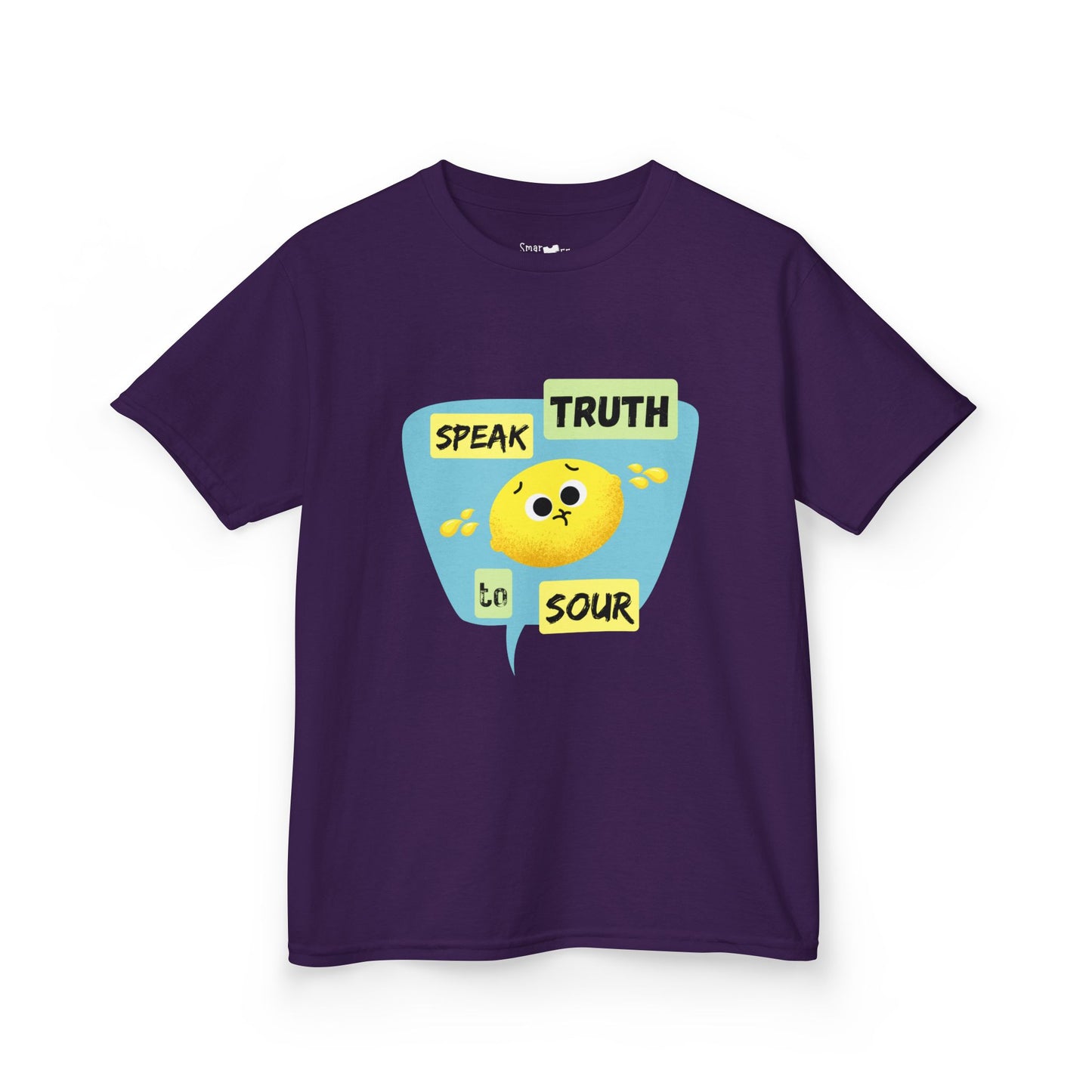 Kids Motivational Shirt, 'Speak Truth To Sour' Funny Pun Cotton Tee, Perfect for School, Gifts, Summer Wear, Positive Vibes